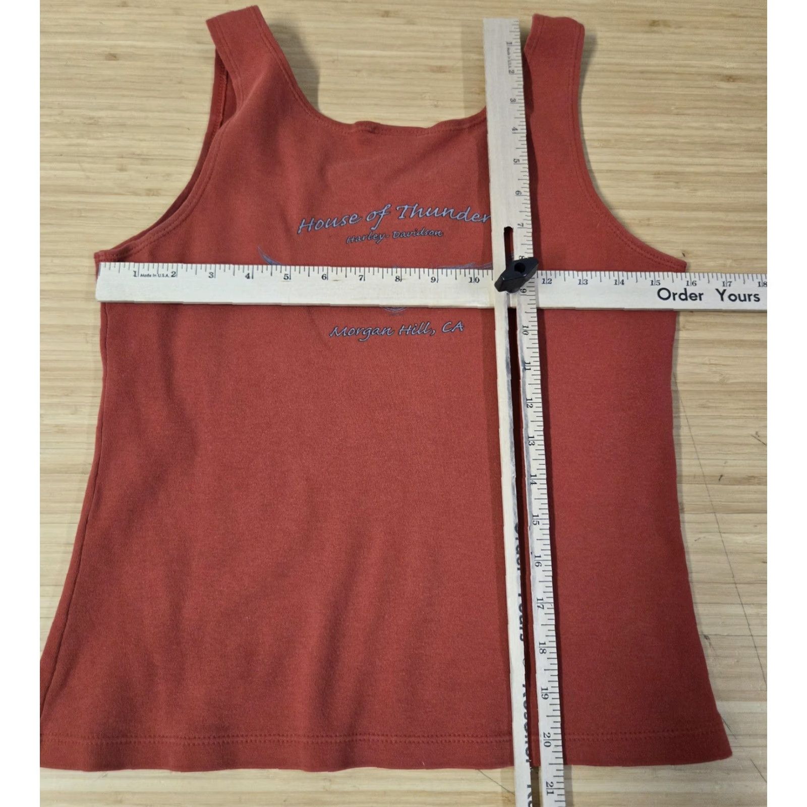 Harley Davidson VINTAGE Harley-Davidson Tank Top Womens Medium Red House of Thunder Morgan Hill CA 2007 Size M / US 6-8 / IT 42-44 - 6 Thumbnail