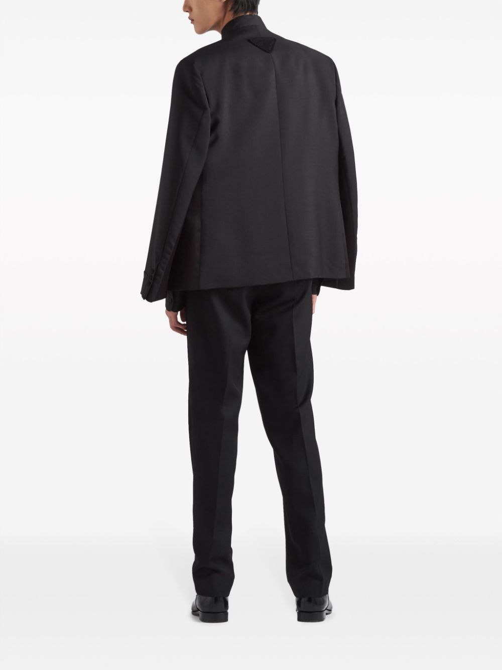 Prada o1bcso1str1025 Mohair Triangle-Logo Wool Blazer in Black Size US L / EU 52-54 / 3 - 2 Thumbnail