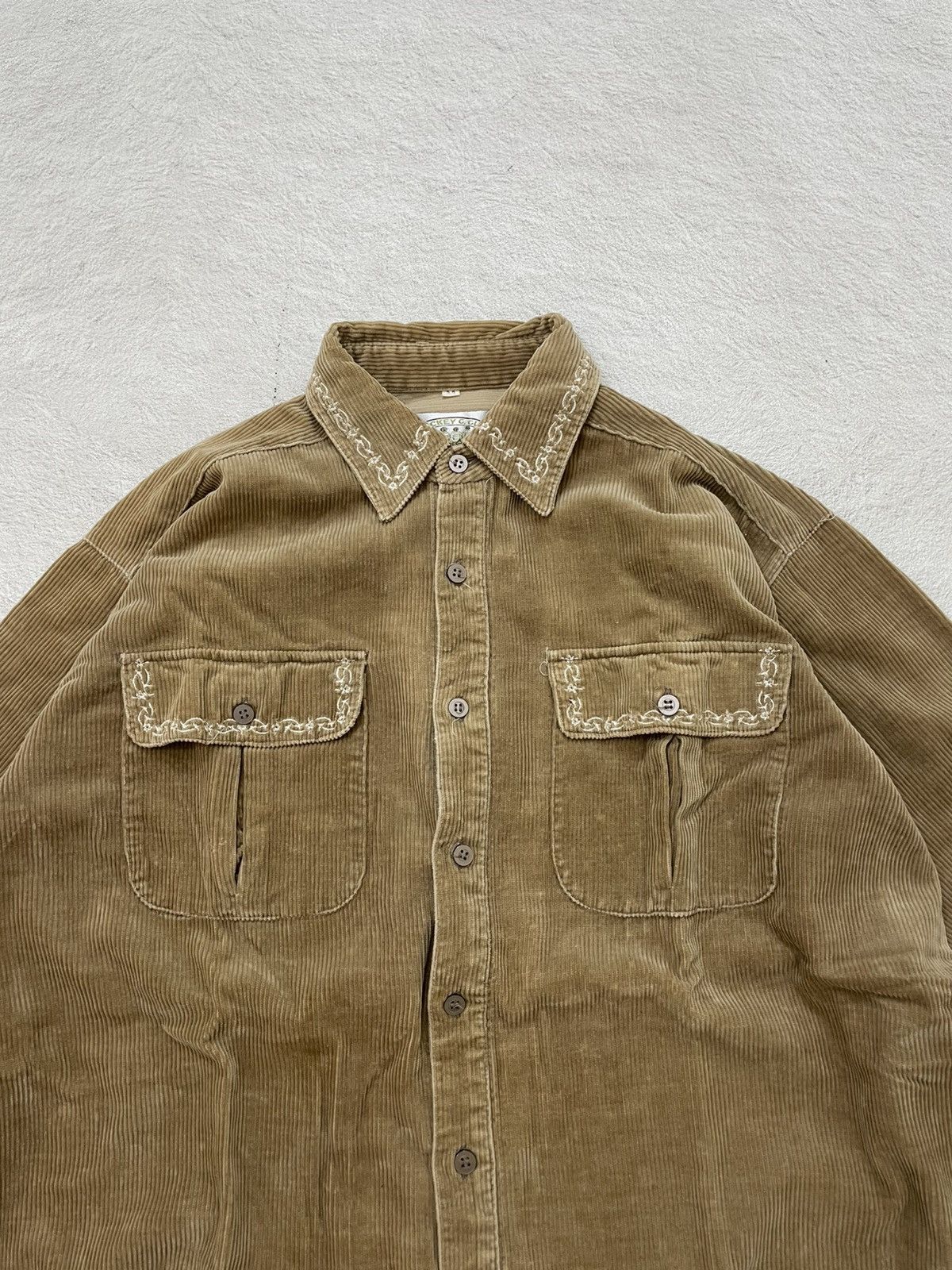 Japanese Brand 2000s Japanese Corduroy Shirt Y2K Fuga Goa Embroidered LGB Size US XL / EU 56 / 4 - 2 Thumbnail