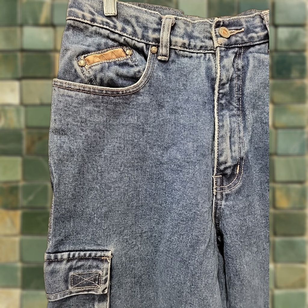 Pelle Pelle VINTAGE Pelle Pelle Jeans Mens 30 Blue Denim Cargo 90s Pocket Distressed 31x31 Regular Relaxed Cotton Denim Jeans Mens Size US 30 / EU 46 - 1 Thumbnail