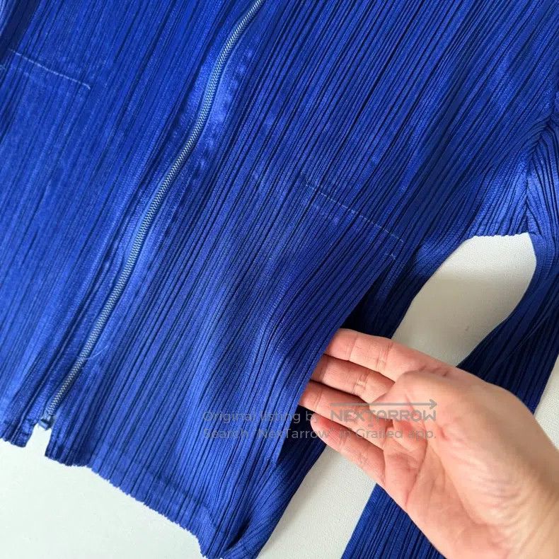 Issey Miyake Issey Miyake Blue Pleated Jacket Size L / US 10 / IT 46 - 4 Thumbnail