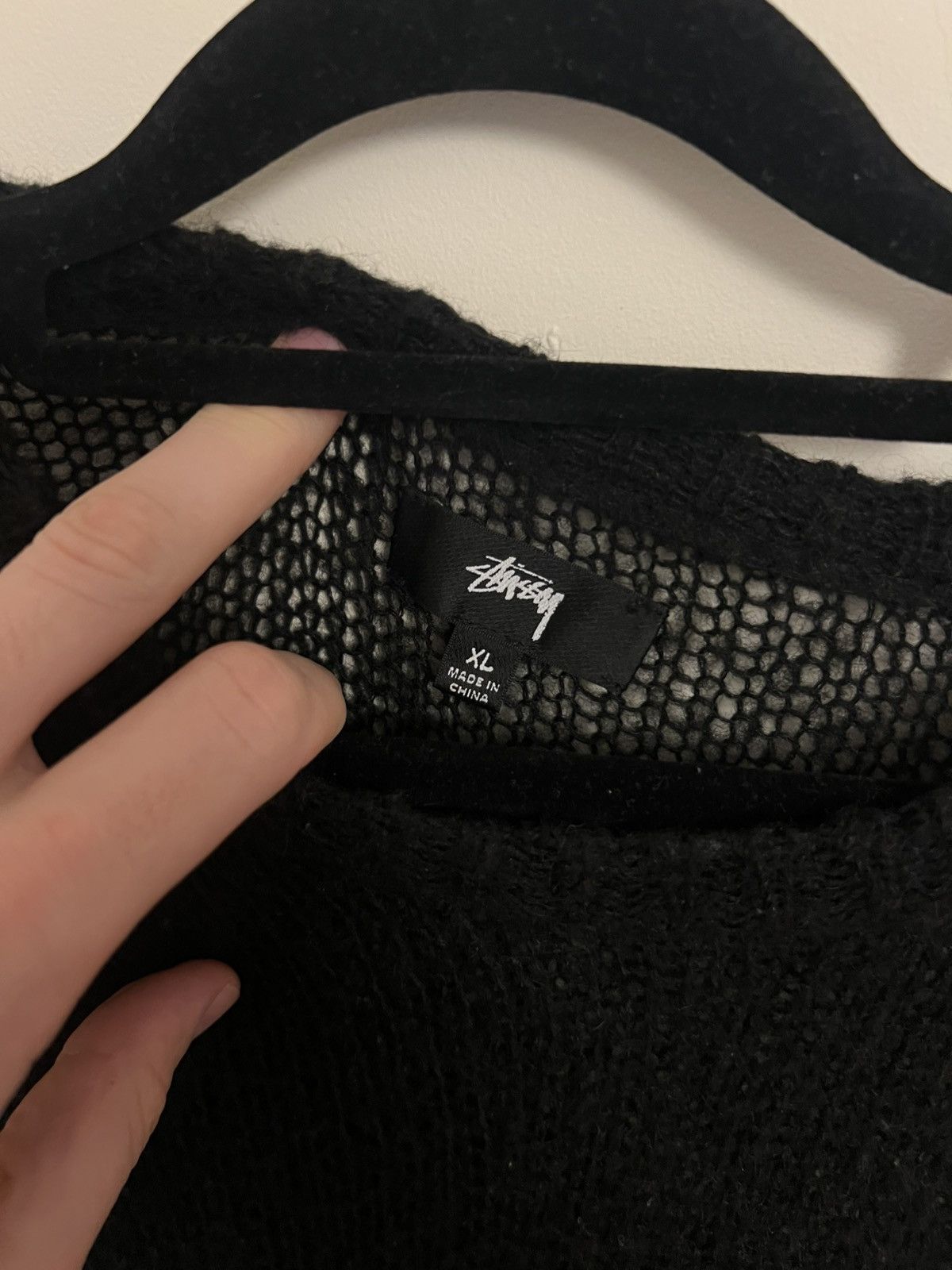 Stussy Stussy Loose Knit Logo Sweater 'Black' Size US XL / EU 56 / 4 - 6 Thumbnail