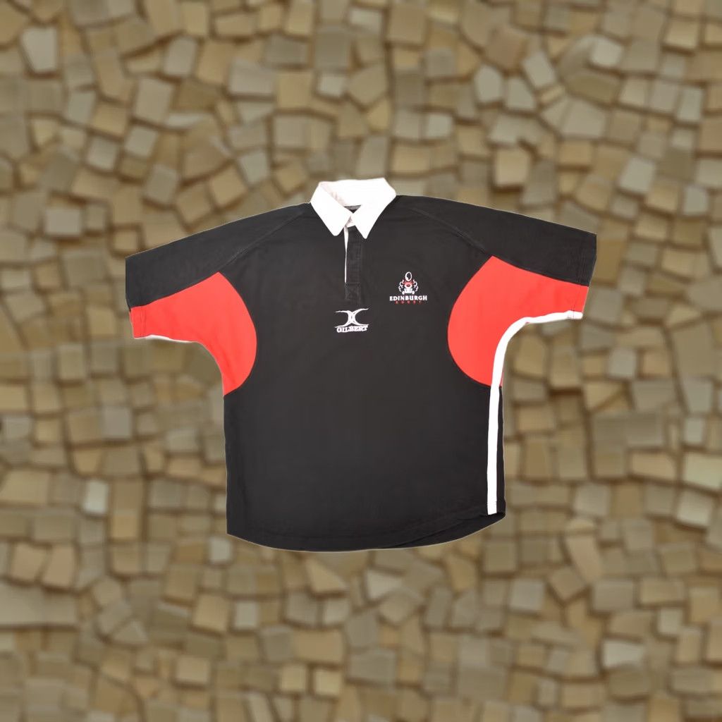 Vintage Gilbert Edinburgh Rugby Vintage 2000s Polo Shirt Jersey Gunners L Mens Black Size US L / EU 52-54 / 3 - 1 Thumbnail