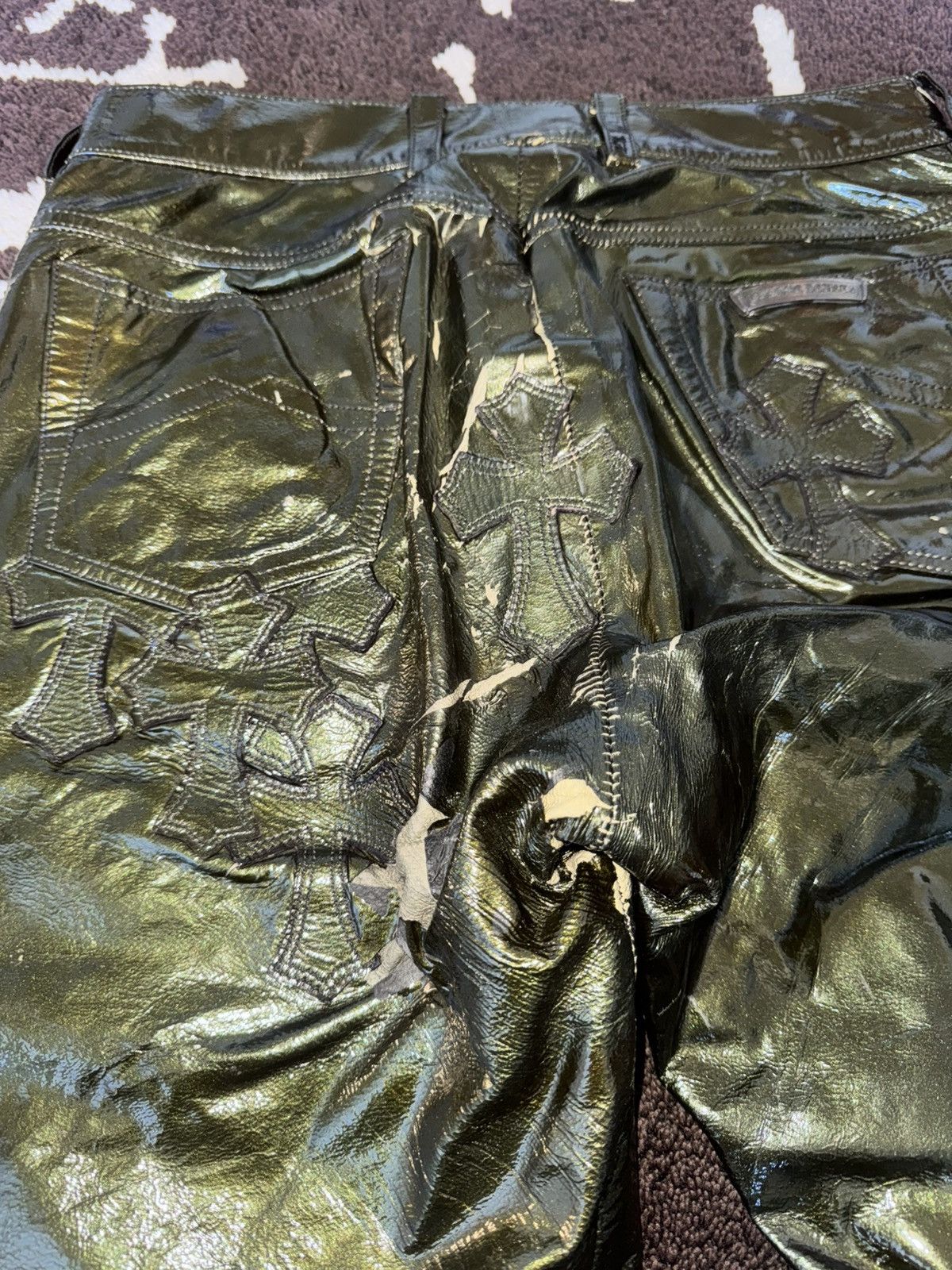 Chrome Hearts Chrome Hearts multi cross le fleur patent leather pants Size US 29 - 9 Thumbnail