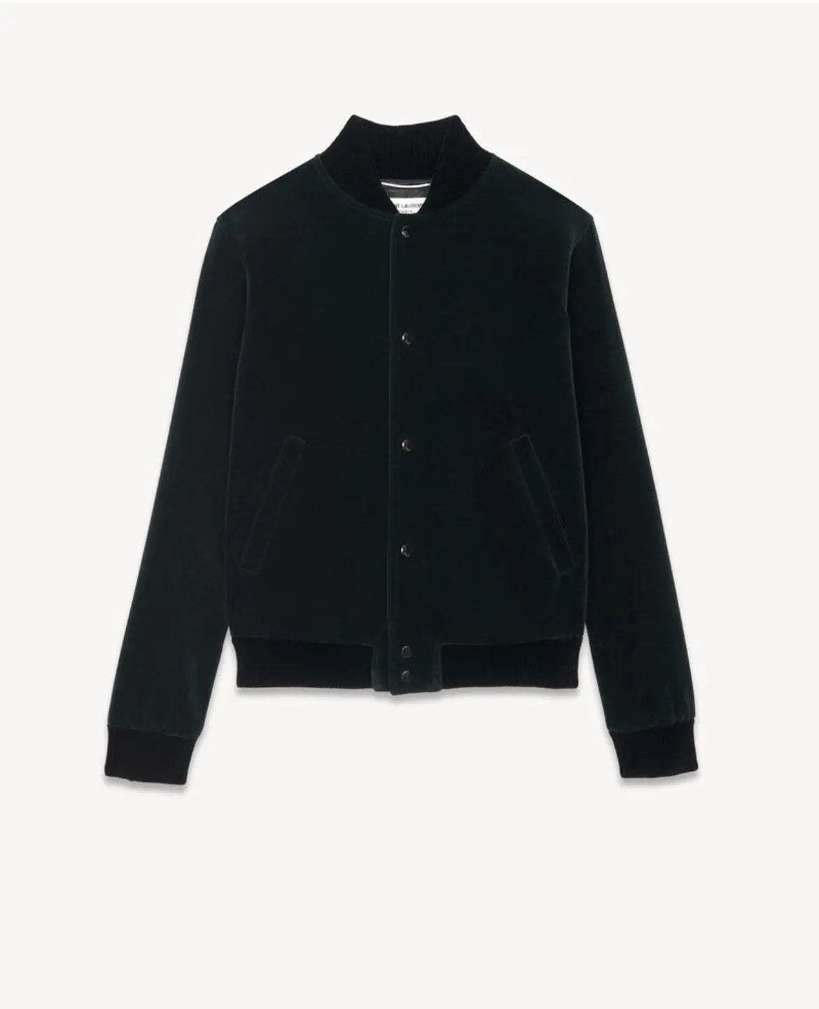 Saint Laurent Paris o1s1wg111124 Teddy Jacket in Cotton Velvet in Dark Green Size US L / EU 52-54 / 3 - 1 Thumbnail