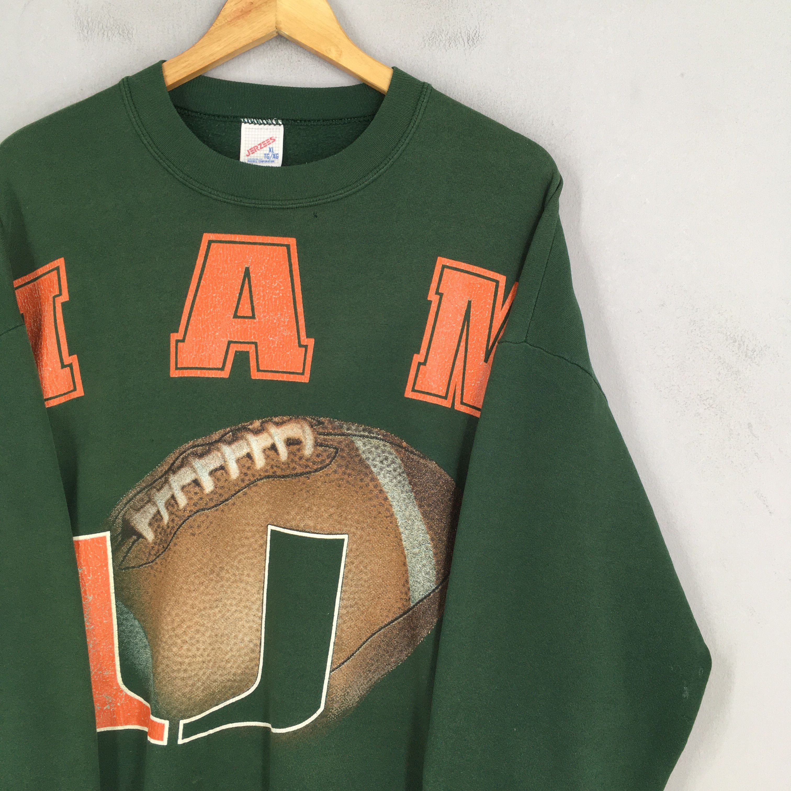 NCAA Vintage University of Miami Hurricanes Green Sweatshirt XL Size US XL / EU 56 / 4 - 2 Thumbnail