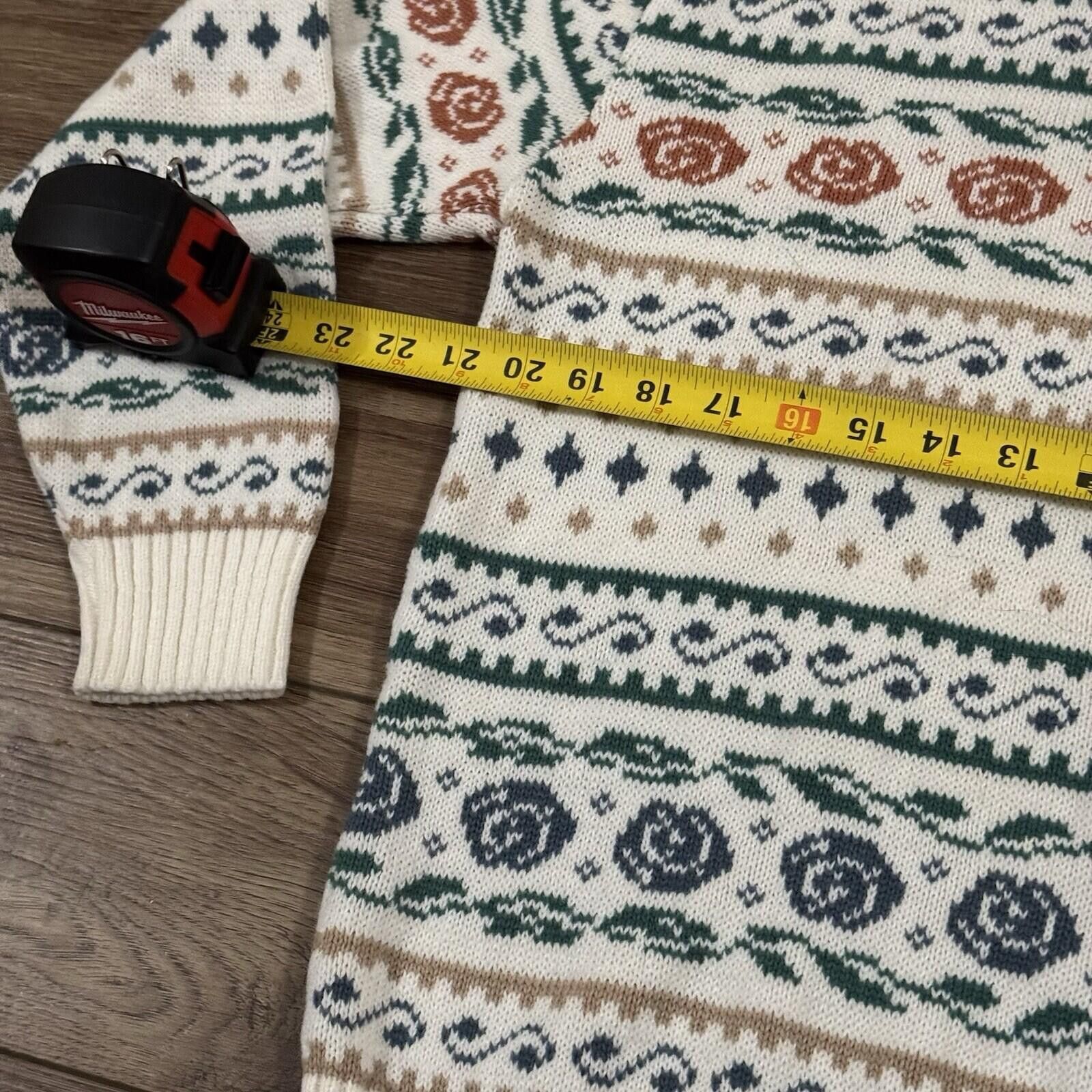 Other Vintage 80s Cricket Lane Knit Polo Sweater Striped Floral Size M / US 6-8 / IT 42-44 - 6 Thumbnail