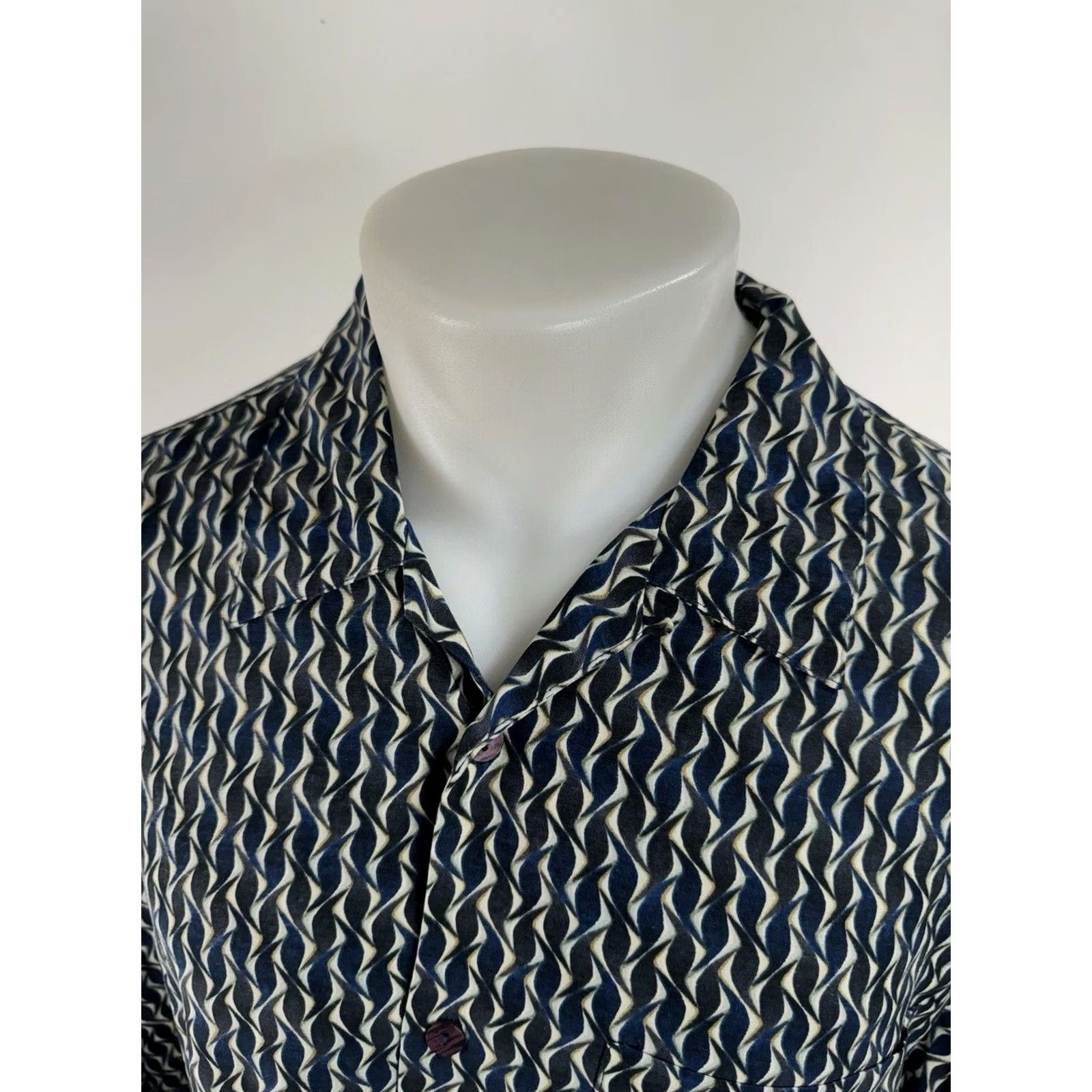 Vintage JHANE BARNES - 100% SILK Geometric Mens XL Shirt Size US XL / EU 56 / 4 - 2 Thumbnail