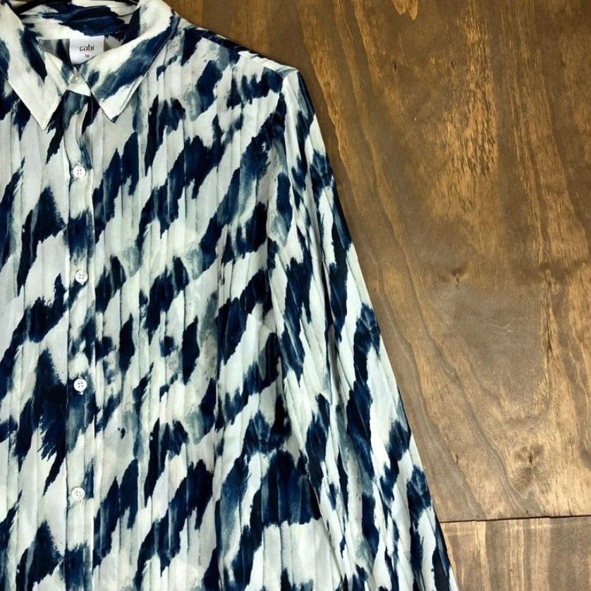Vintage Cabi Blouse Blue White Moody Blues Long Sleeve Button Down L Size L / US 10 / IT 46 - 5 Thumbnail