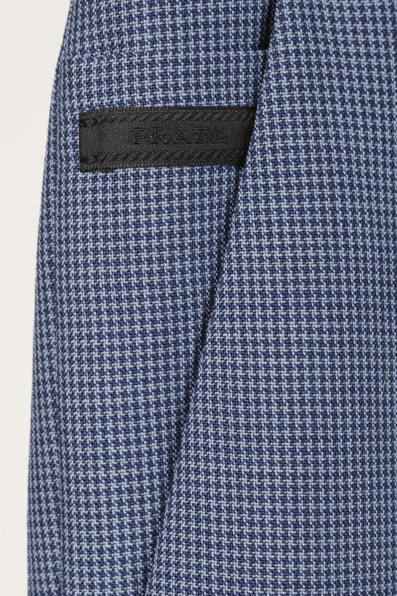 Prada Prada Blue-Micro-Houndstooth Virgin Wool Cuffed Trousers Size 34R - 6 Thumbnail