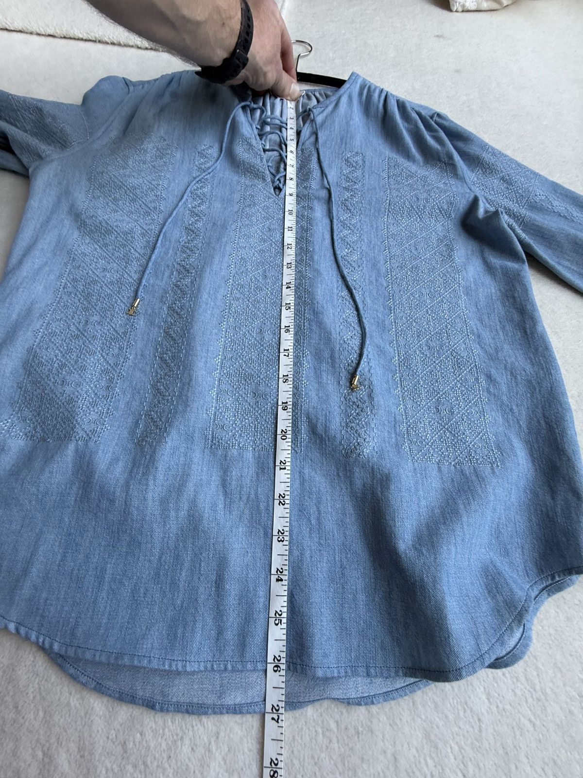 Celine $2450 SS24 Celine embroidered blouse shirt Hedi sample Size M / US 6-8 / IT 42-44 - 7 Thumbnail