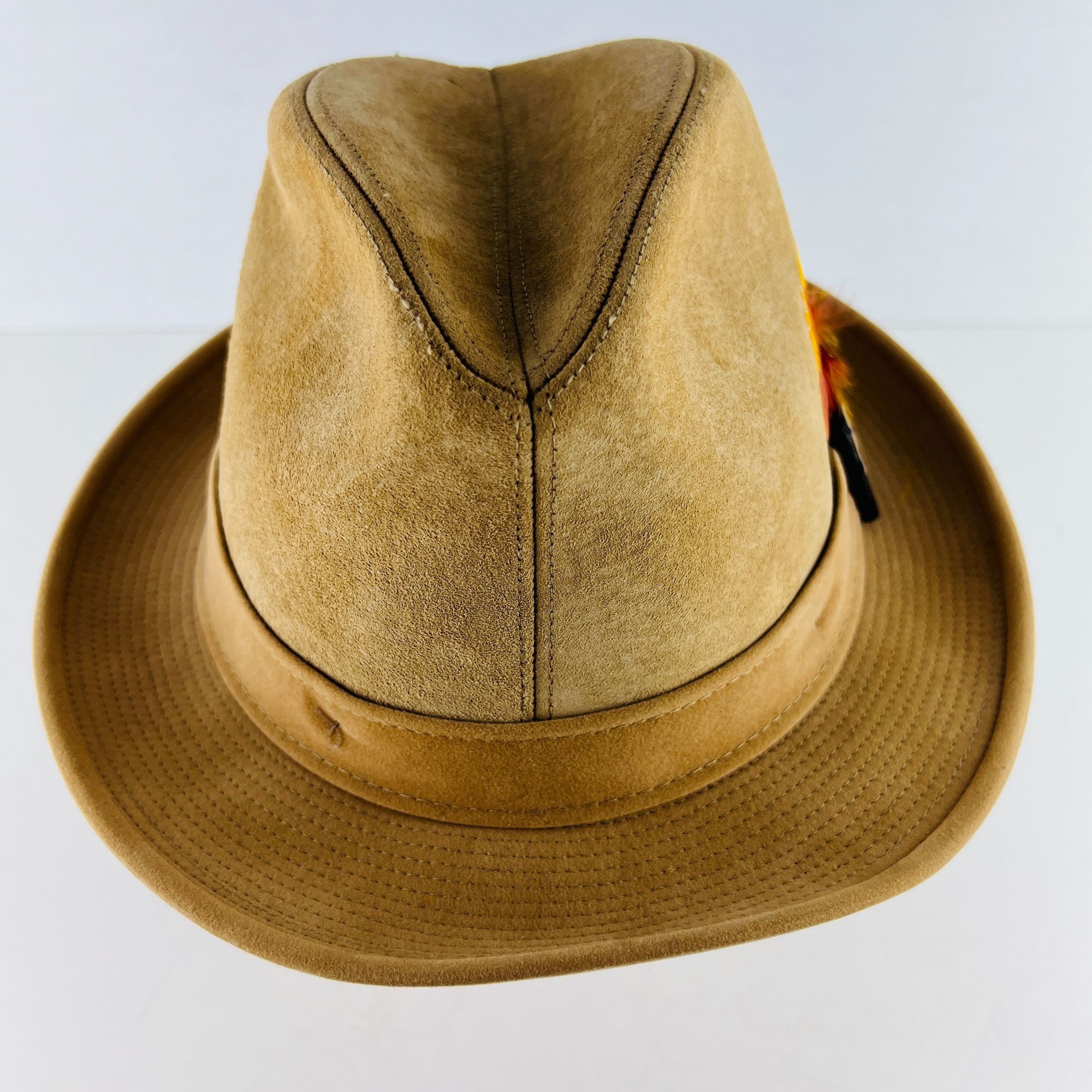 Other Dobbs Tan Suede Leather Fedora Hat with Feather Accent Size Size ONE SIZE - 6 Thumbnail