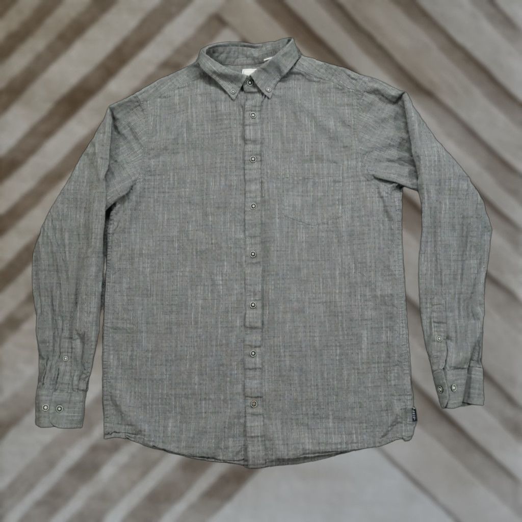 Vintage Rowm Shirt Mens LT Large Tall Grey Textured Button Down Cotton Shirt Size US L / EU 52-54 / 3 - 1 Thumbnail