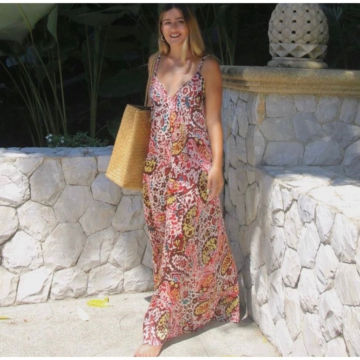 ZARA BLOGGER FAVORITE PRINT DRESS BORDEAUX / ECRU