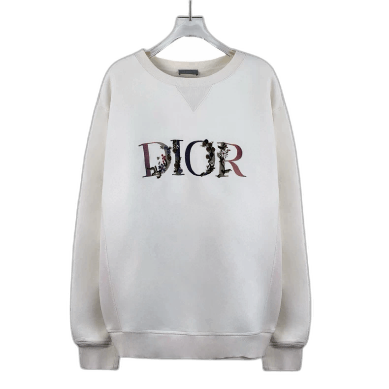 Dior Dior White Long Sleeve Embroidered Sweatshirt Size XL / US 12-14 / IT 48-50 - 1 Thumbnail