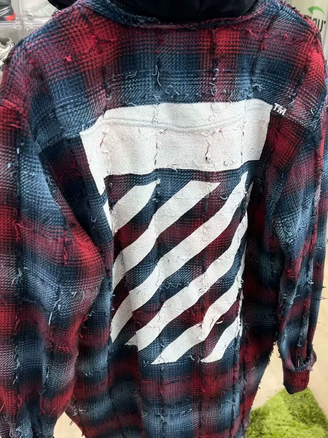 Off-White Off-White Blue and Red Check Wool Hooded Shirt Size US XL / EU 56 / 4 - 6 Thumbnail