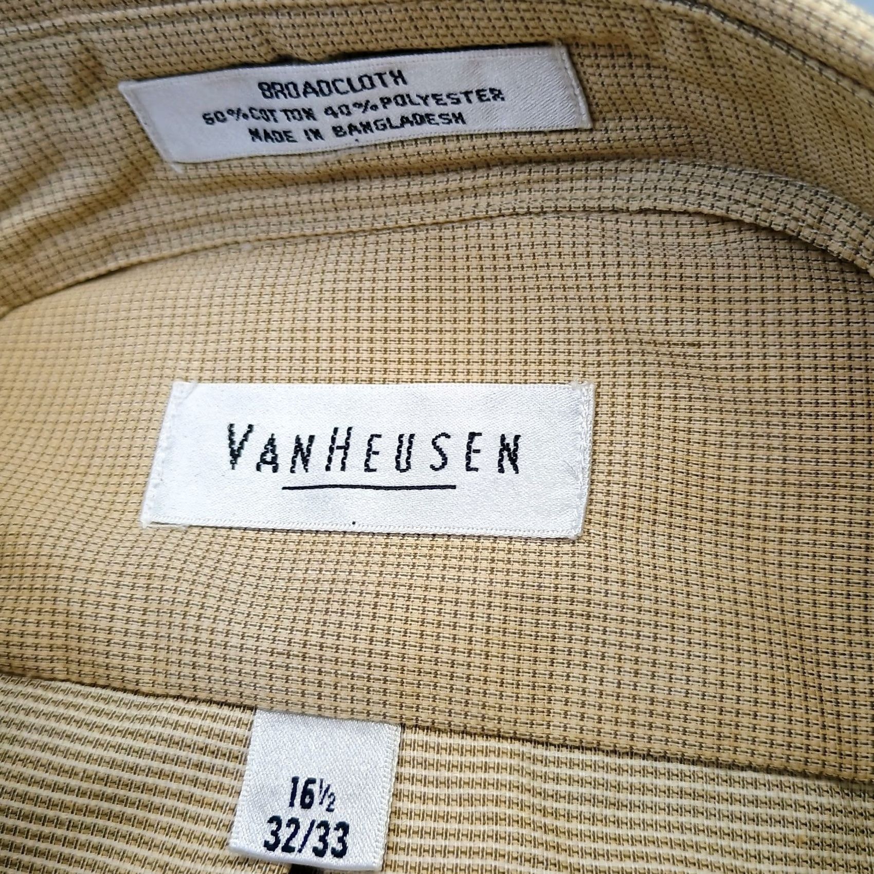 Van Heusen Van Heusen Dress Shirt Mens 16.5 Tan Long Sleeve Button-Down Size 46R - 6 Thumbnail