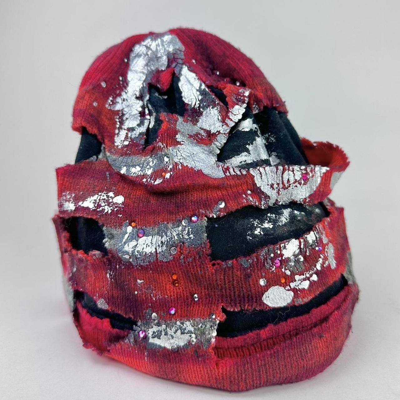 Other ASTROBOI* Orange and Red Striped Cutout Rhinestone Beanie Size ONE SIZE - 1 Thumbnail