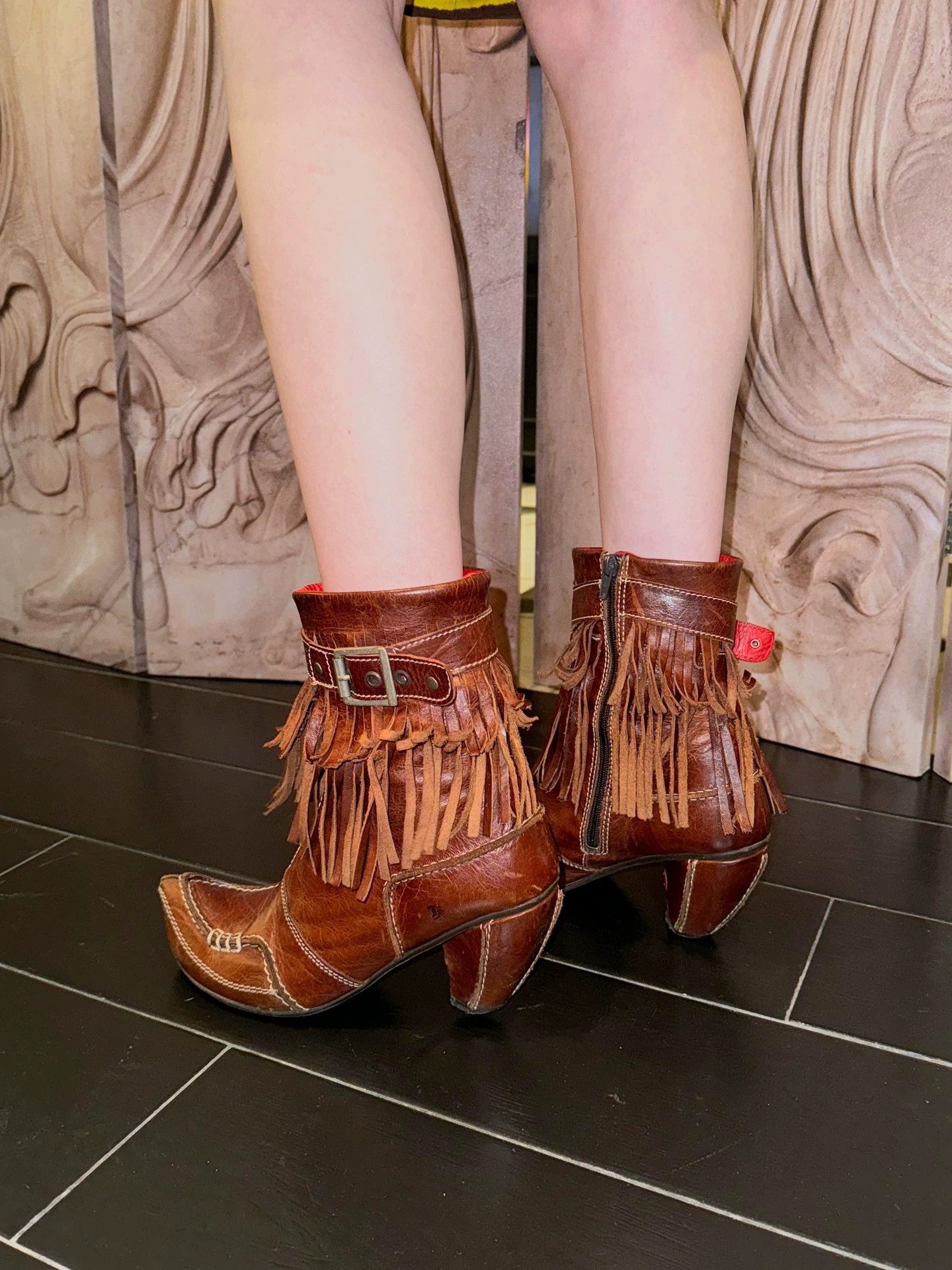 Vintage Vintage Handmade Leather Tassel Ethnic Unique Heel Boots 38 Size US 7.5 / IT 37.5 - 9 Thumbnail