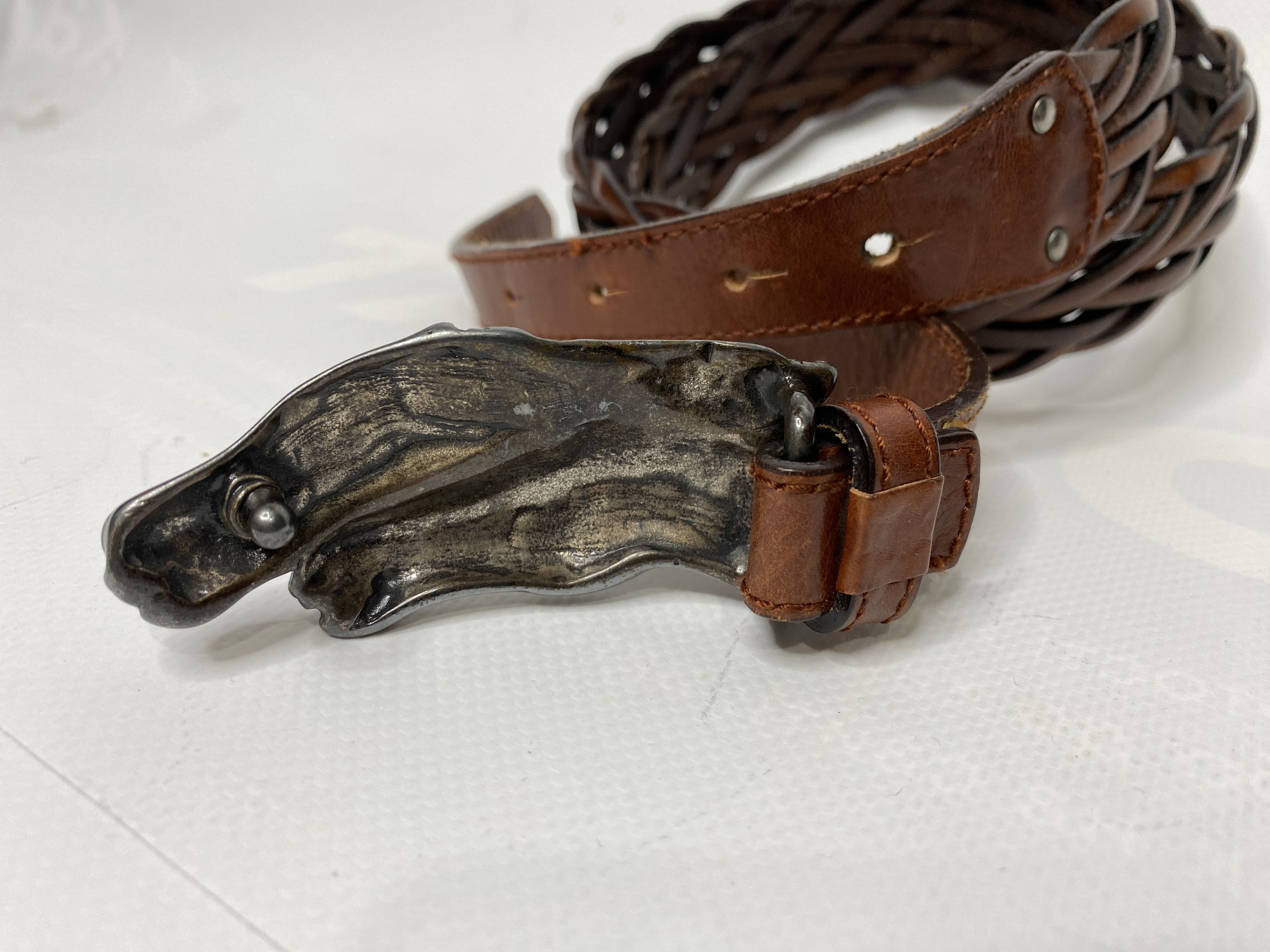 Leather × Vintage MARC CAIN BELT WOMEN LEATHER HORSE BELT BROWN LEATHER Size ONE SIZE - 3 Thumbnail