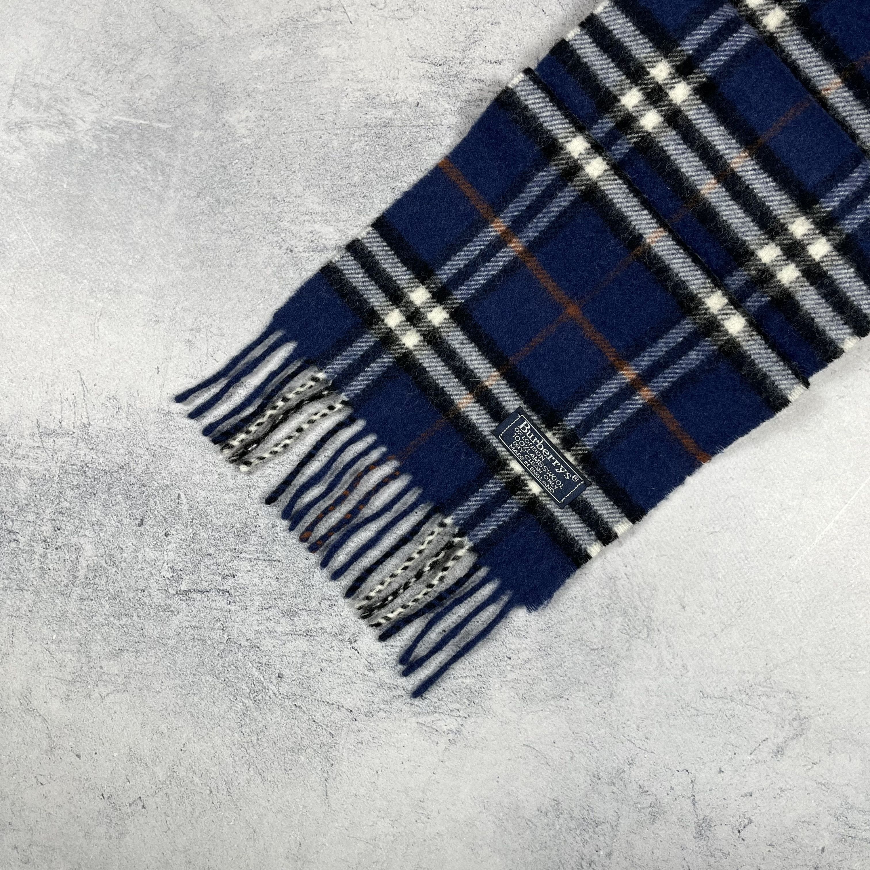 Burberry Vintage Burberrys Nova Check Blue Wool Scarf 90’s Size ONE SIZE - 5 Thumbnail