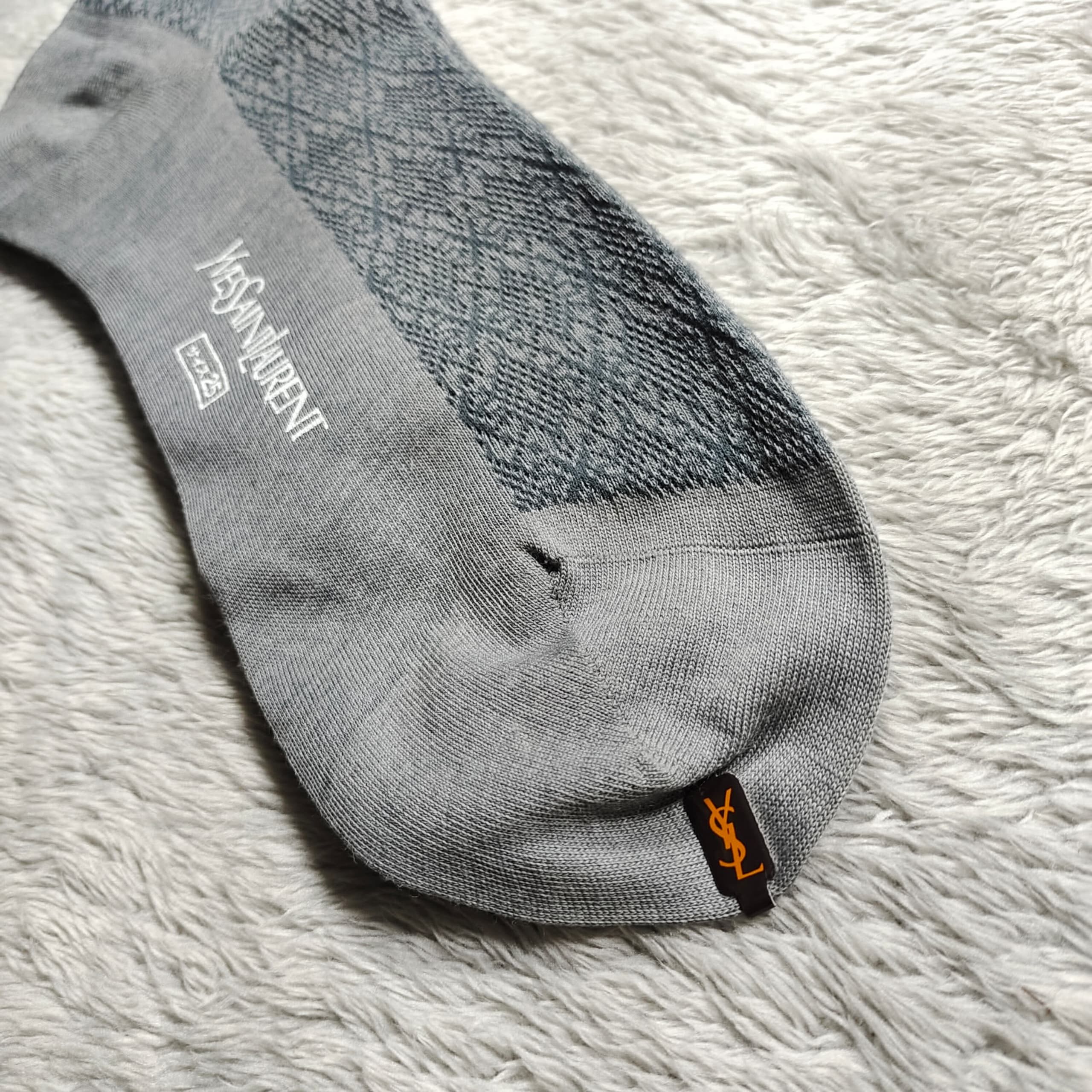 Yves Saint Laurent Vintage YSL Socks Pair Gray & Black + FREE Snoopy Sock Size ONE SIZE - 5 Thumbnail