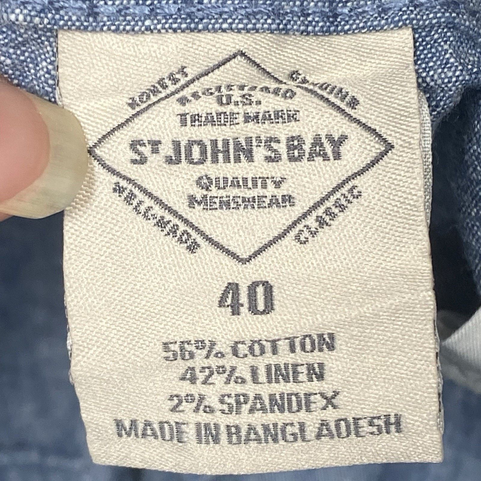 St. Johns Bay St John’s Bay Shorts Men’s Size 40 Navy Linen Flat Front Size US 40 / EU 56 - 4 Thumbnail