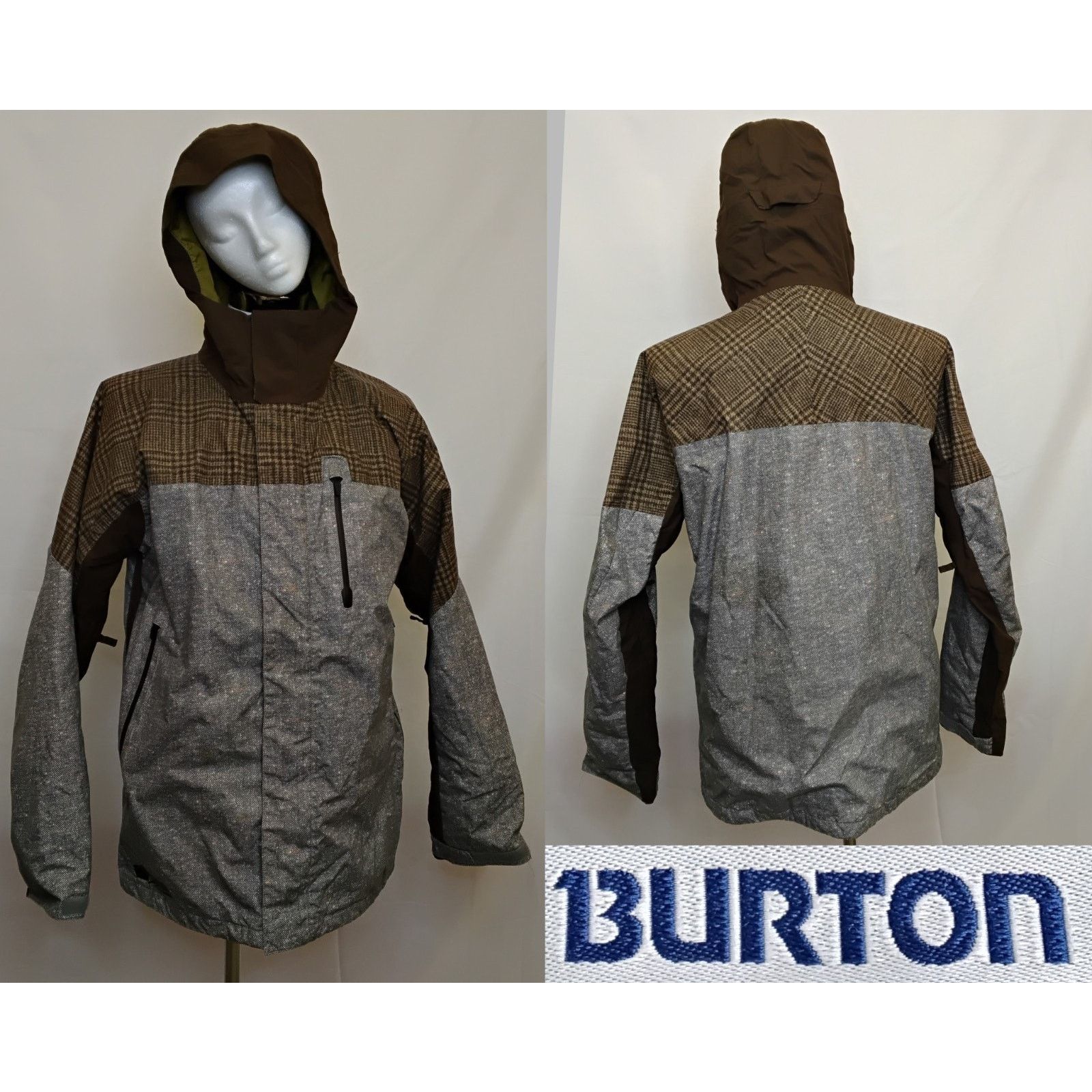 Burton Burton Snowboard Jacket Men's L Brown/Gray Herringbone Size US L / EU 52-54 / 3 - 1 Thumbnail