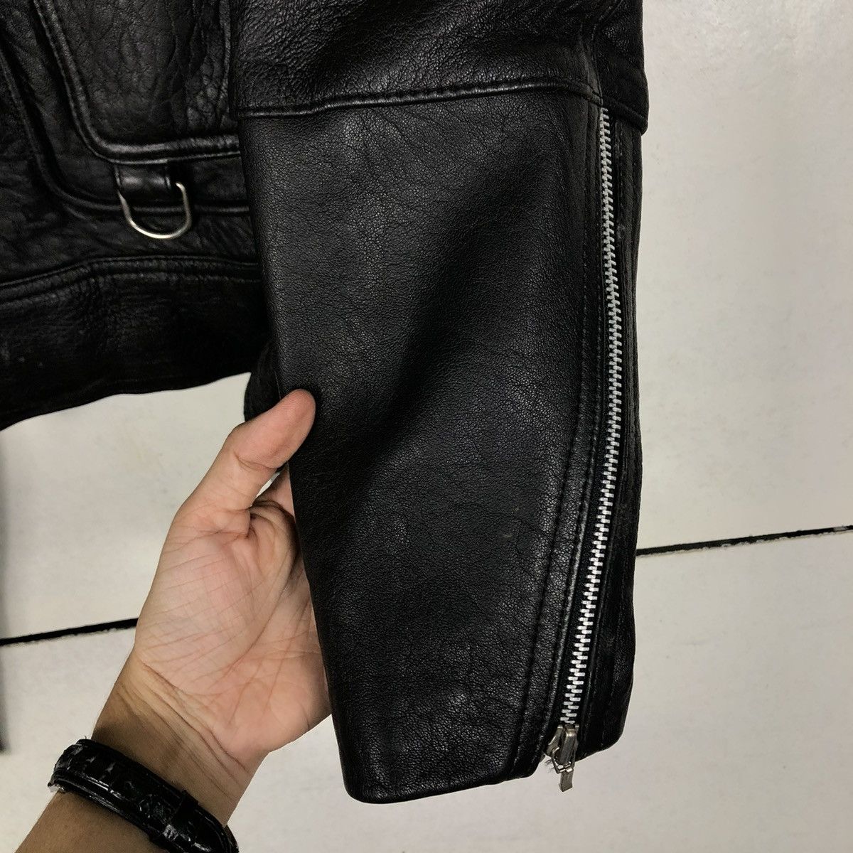 Japanese Brand 🔥VINTAGE BIKER LEATHER JACKET DOUBLE COLLAR U STATION Size US M / EU 48-50 / 2 - 13 Thumbnail