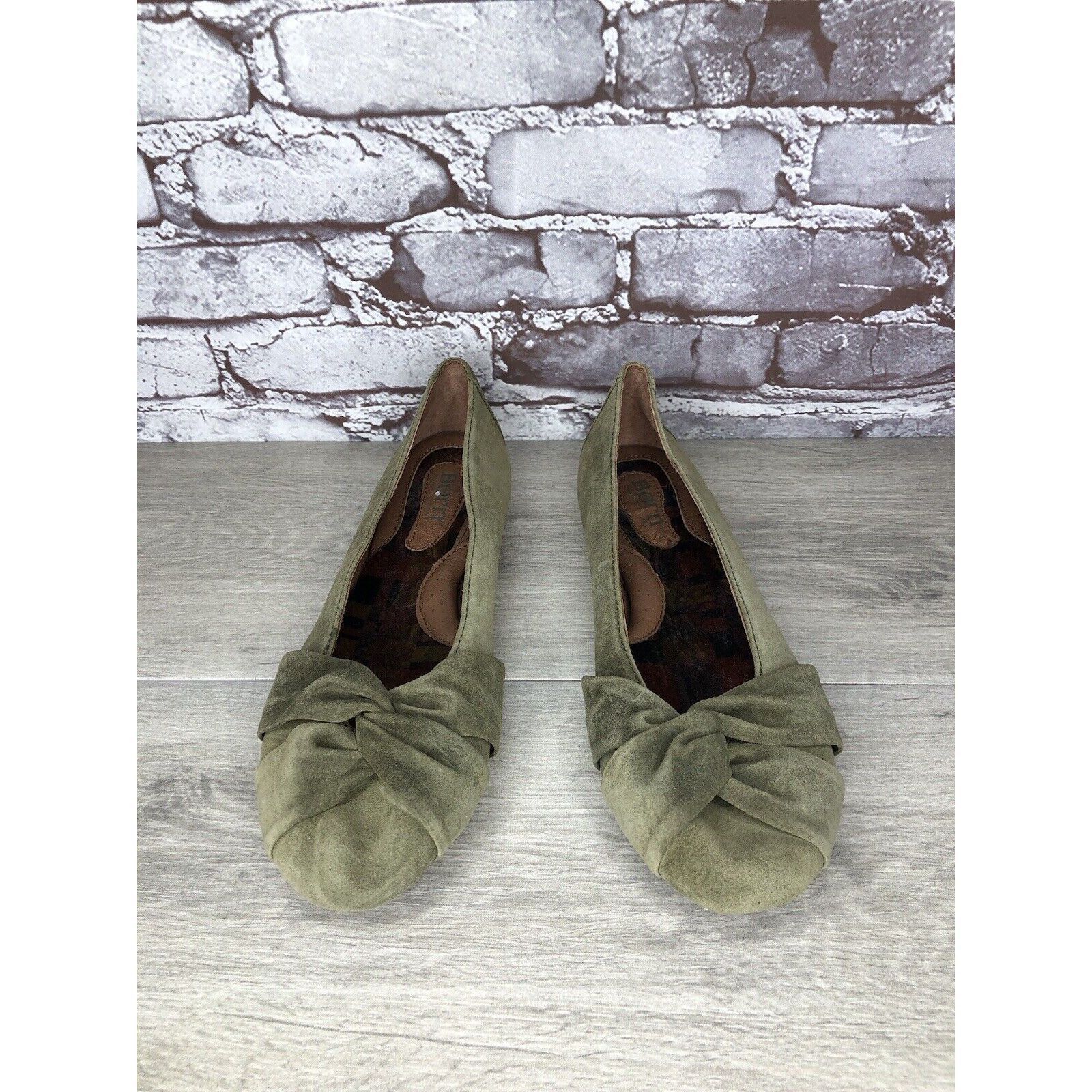 Born Born Lily Green Suede Leather Knot Ballet Flats Shoes Women’ Size US 11 / IT 41 - 2 Thumbnail