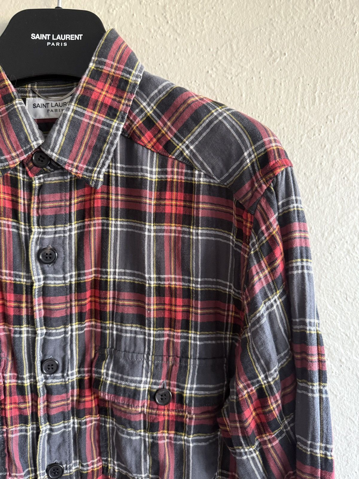 Saint Laurent Paris Saint Laurent Paris bleached flannel raw hem destroyed SS16 Size US M / EU 48-50 / 2 - 2 Thumbnail