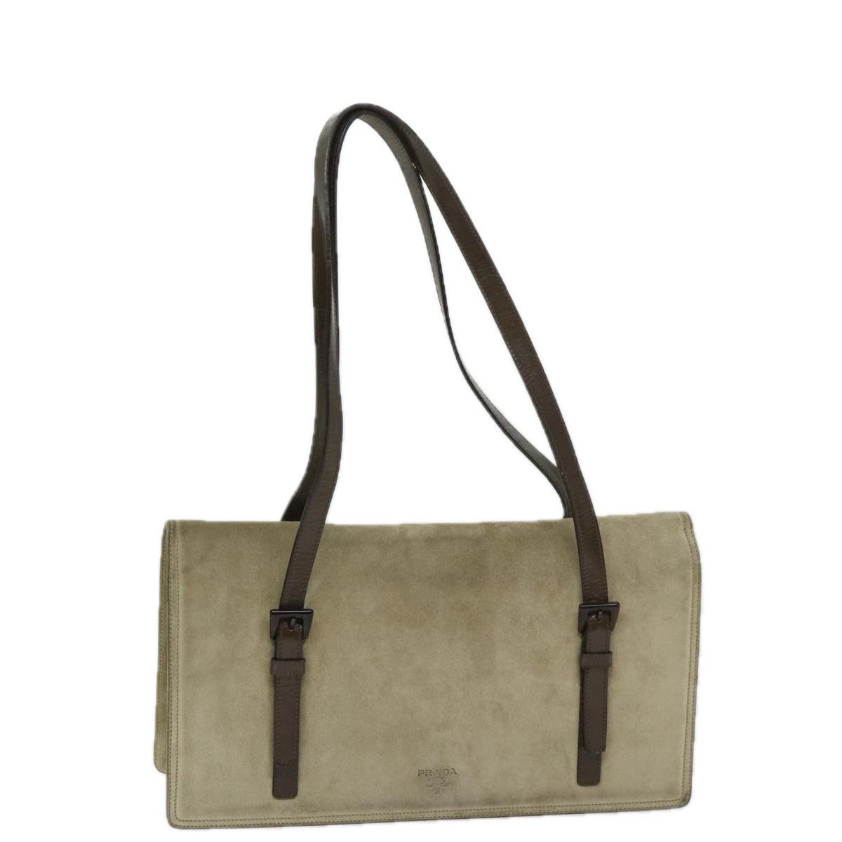 image of Prada Shoulder Bag Suede Beige Auth Bs12638, Women's