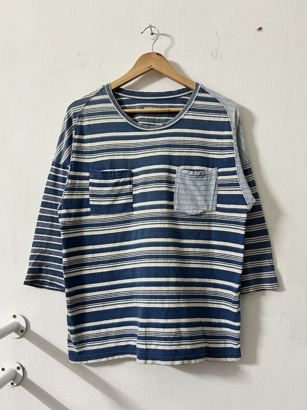 Japanese Brand Kapital 43 Indigo Stripe Longsleeve Baseball Shirt Size US M / EU 48-50 / 2 - 1 Thumbnail