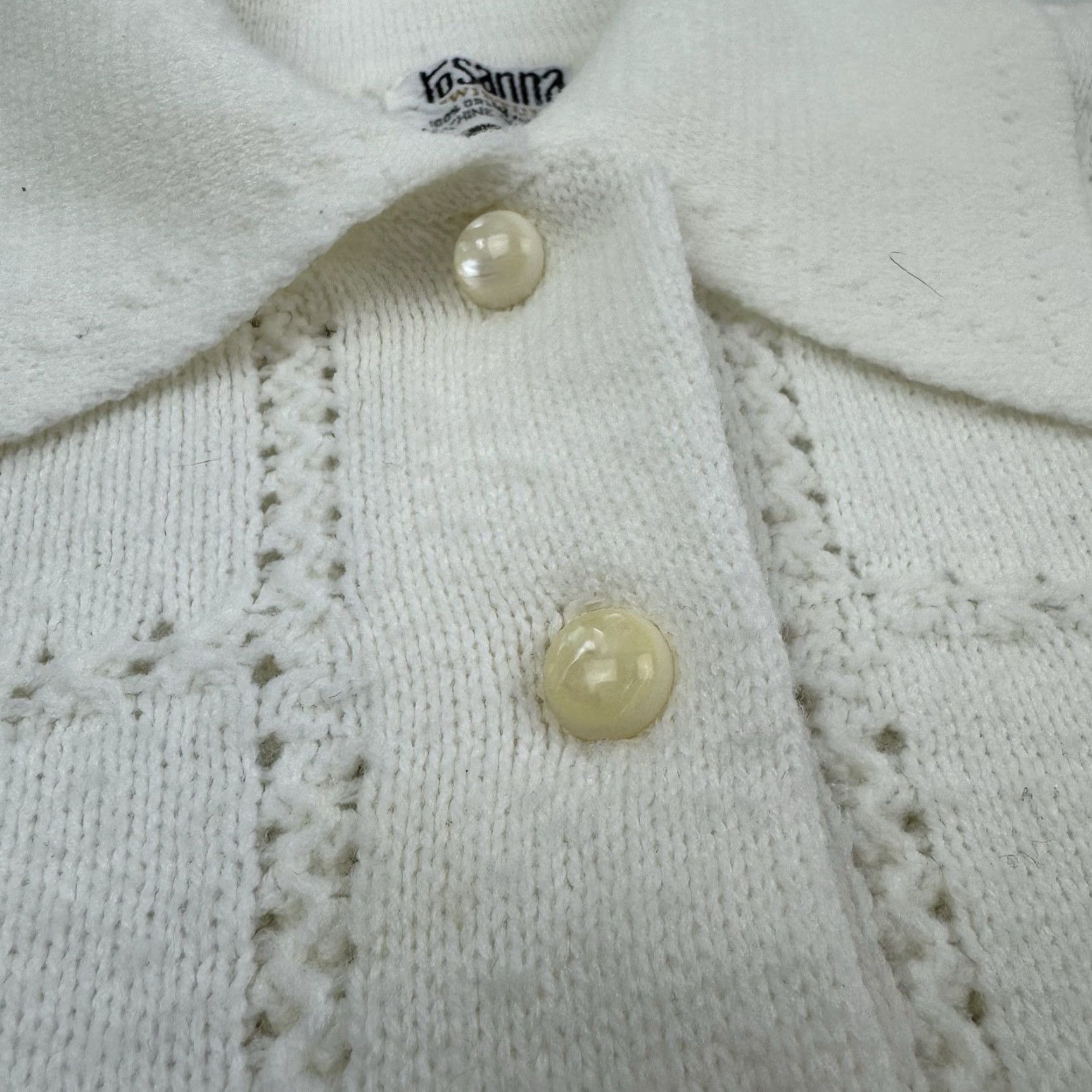 Vintage VINTAGE Rosanna Wintuk Cardigan Sweater Shirt Collar Women's Medium Ivory Cream Button Up Random Brand—Rosanna 90s Casual Mens Womens Size M / US 6-8 / IT 42-44 - 6 Thumbnail