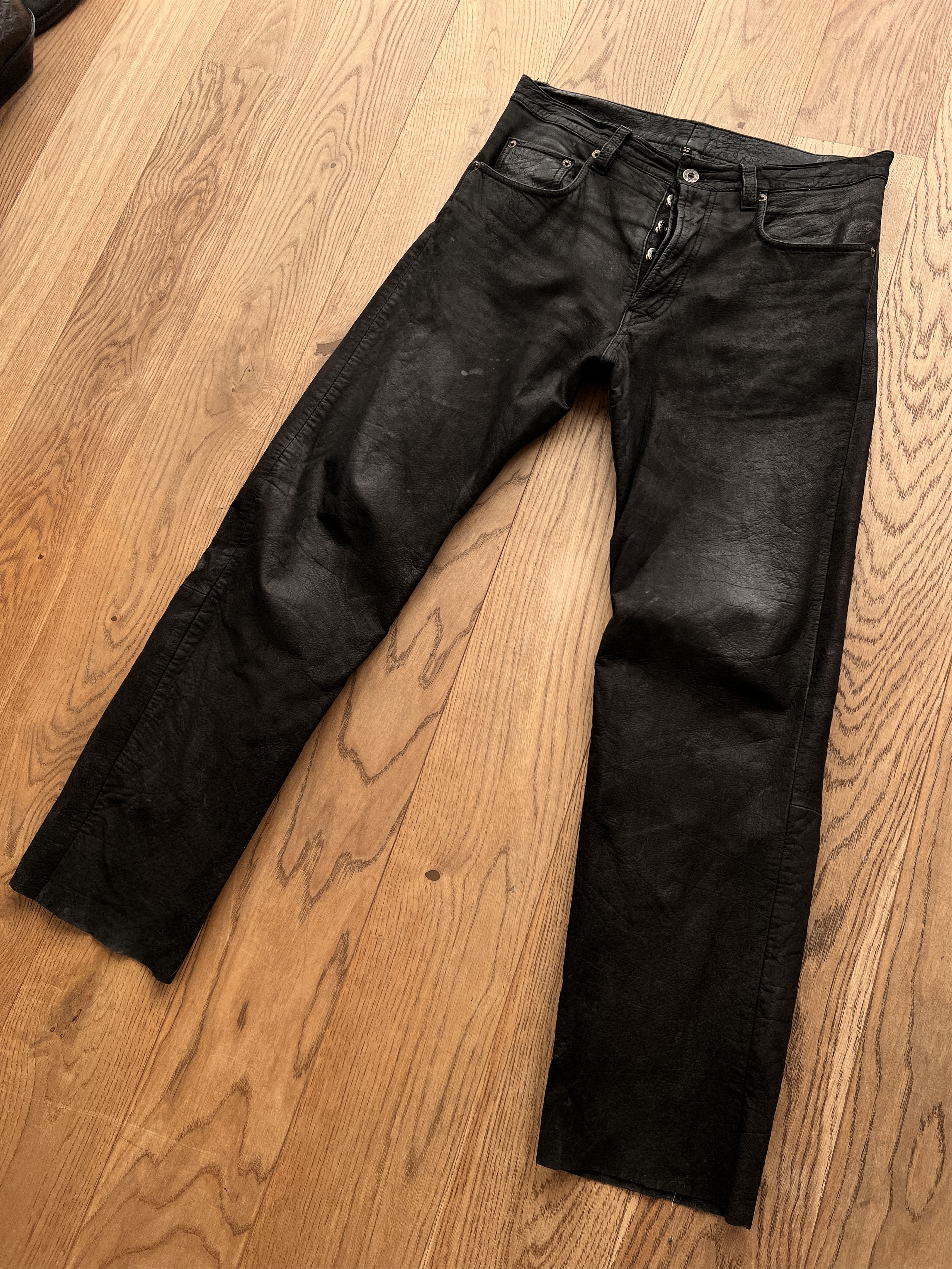 If Six Was Nine Crazy! Vintage real soft leather pants true faded y2k racing Size US 31 - 9 Thumbnail