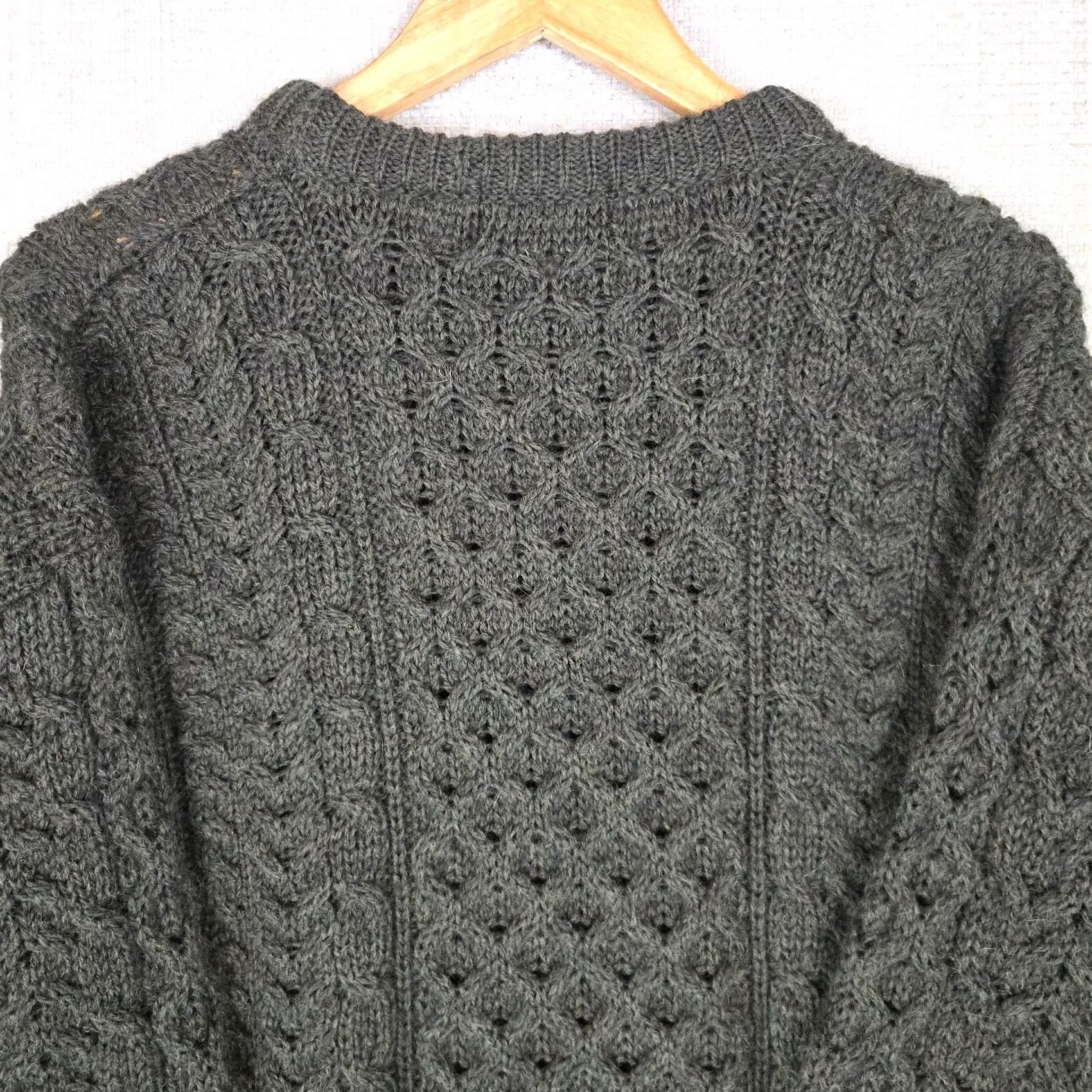 Vintage Rue Saint Patrick Mens XL Open Fisherman Knit Crew Neck Sweater 100% Wool Forest Green Size US XL / EU 56 / 4 - 4 Thumbnail
