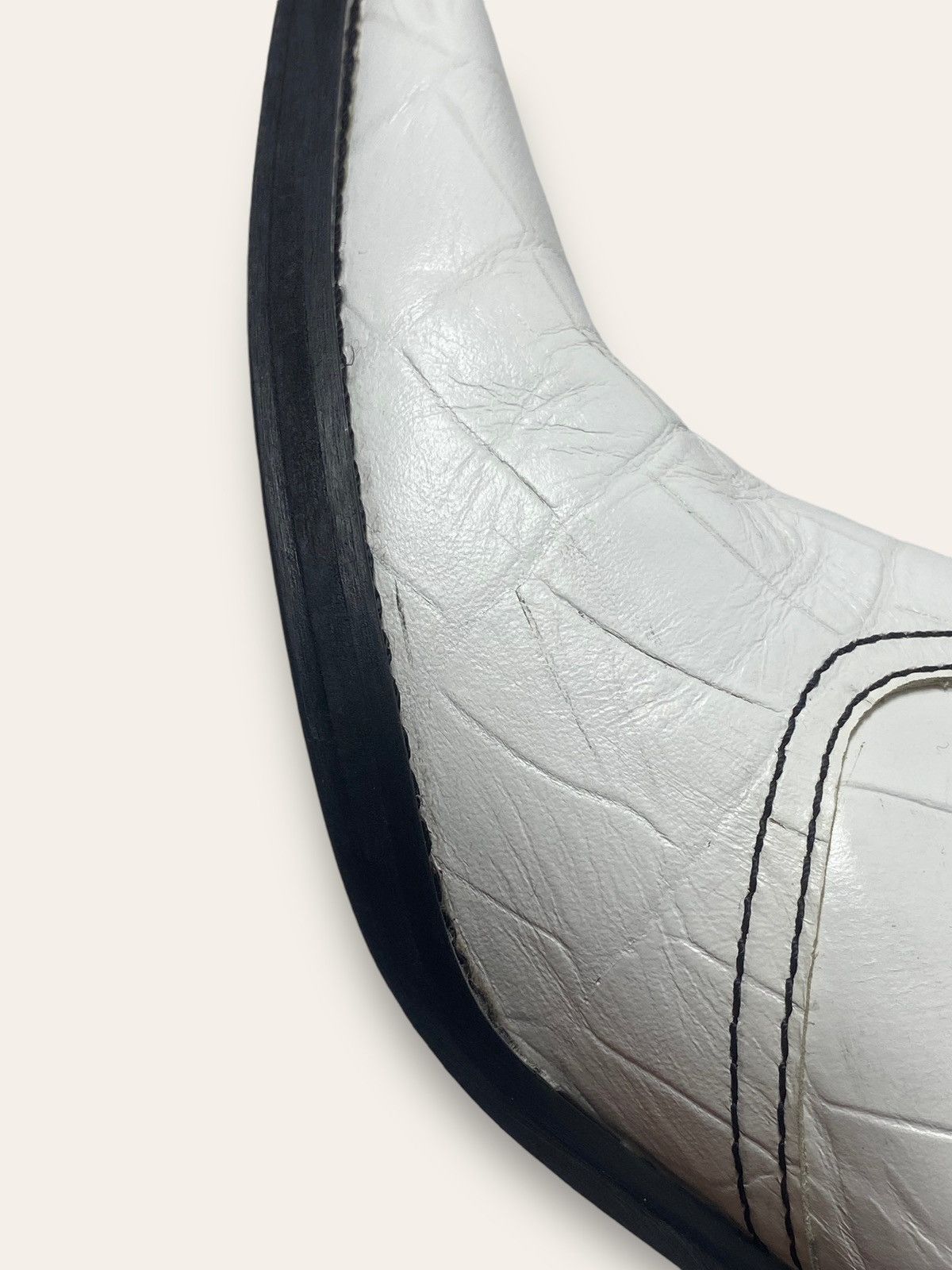 Ganni Vintage GANNI Leather White Chelsea High Top Cowboy Boots Size US 8 / IT 38 - 9 Thumbnail