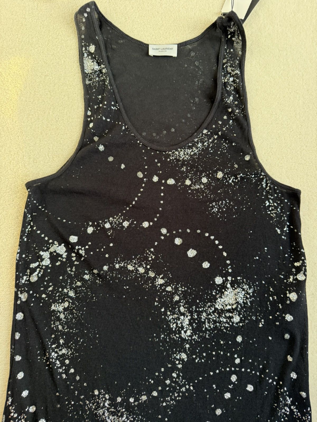 Saint Laurent Paris SS20 Saint Laurent black silver glitter vest tank top L BNWT Size US L / EU 52-54 / 3 - 15 Thumbnail