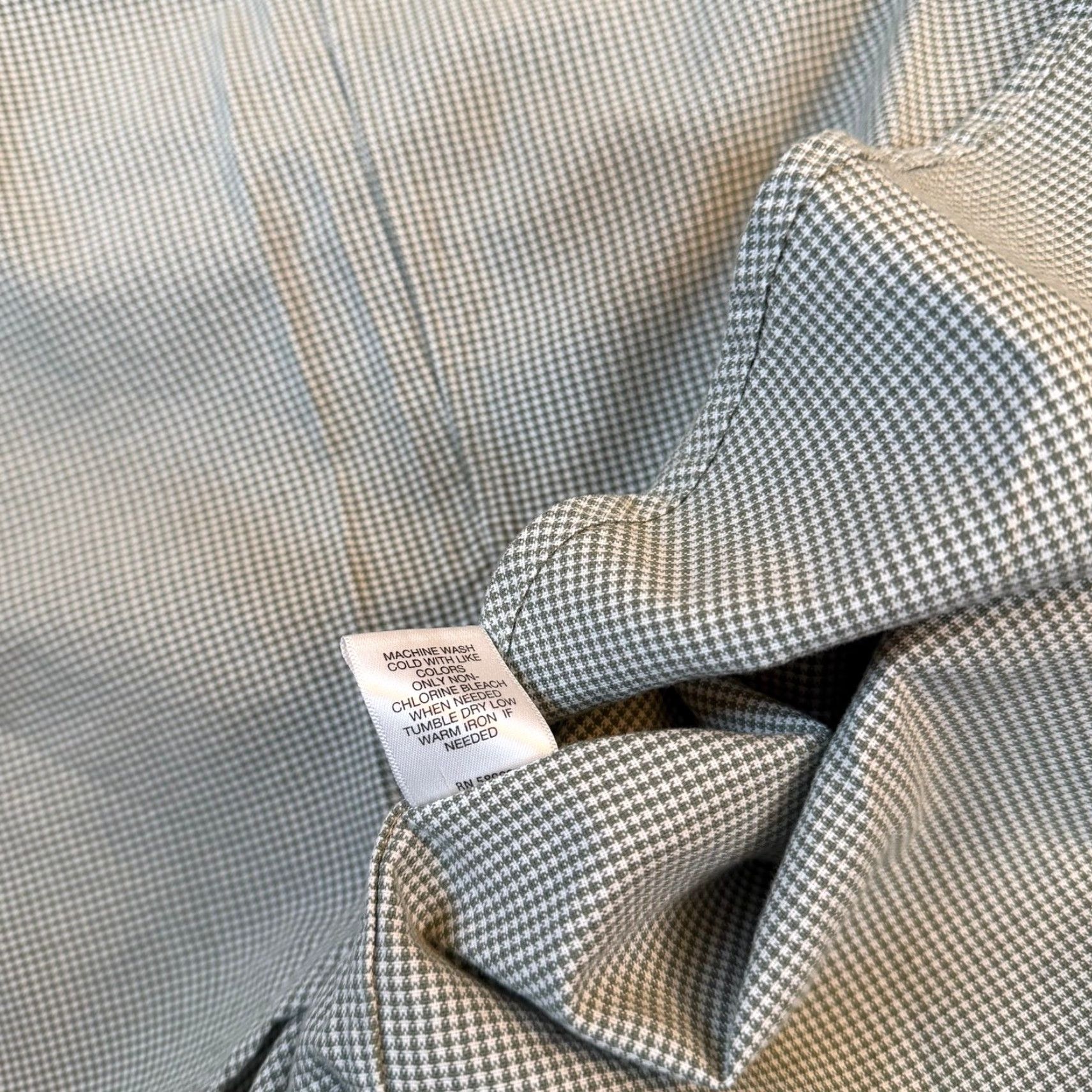 Cremieux Cremieux Shirt Green White Micro Houndstooth Cotton Button-Down Mens 4XB NWT Size US XXL / EU 58 / 5 - 7 Thumbnail