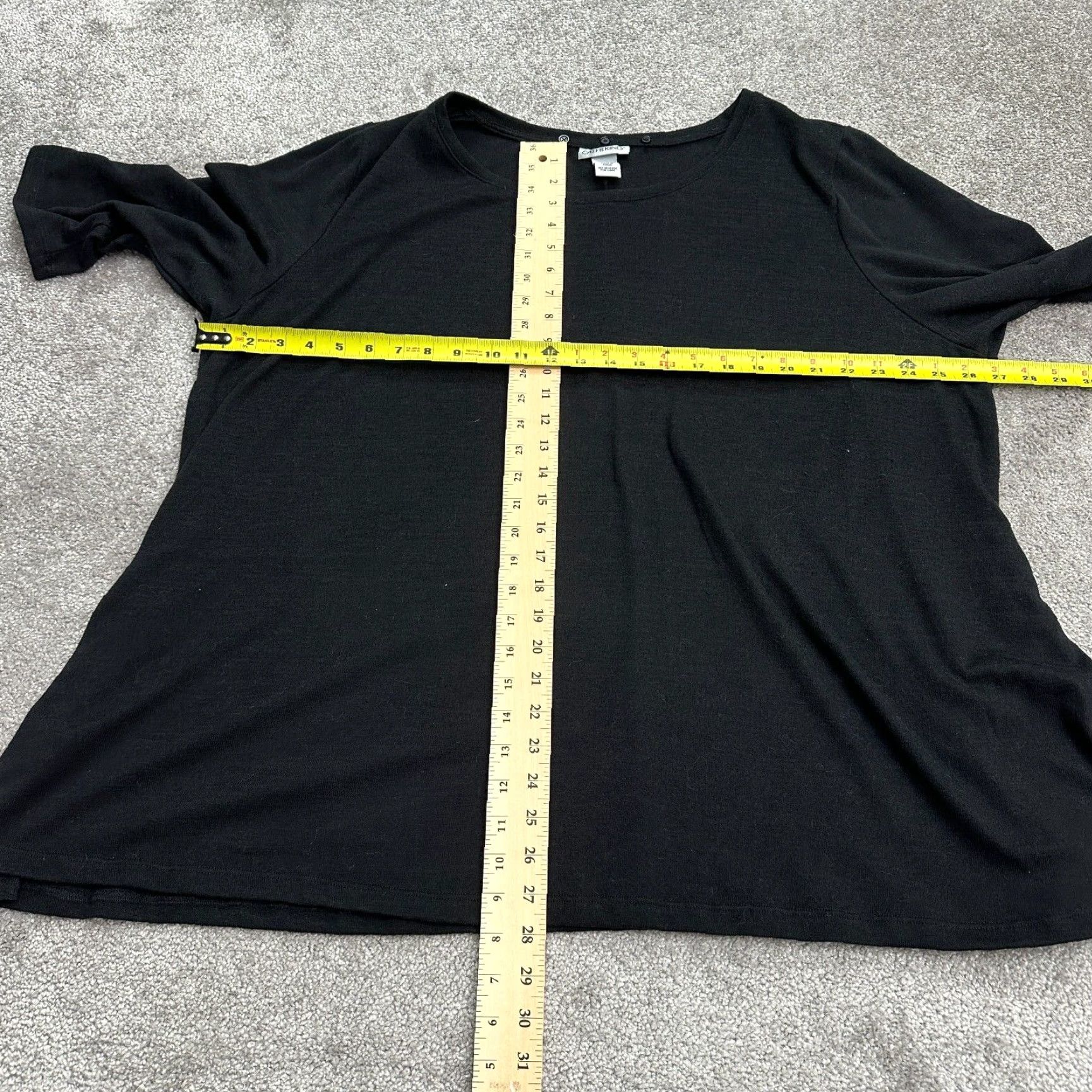 Vintage Catherines Blouse Shirt Tunic 3X Womens Black Round Neck 3/4 Sleeve Knit Polyester Rayon Spandex Casual Workwear Womens Size XXL / US 16-18 / IT 52-54 - 6 Thumbnail