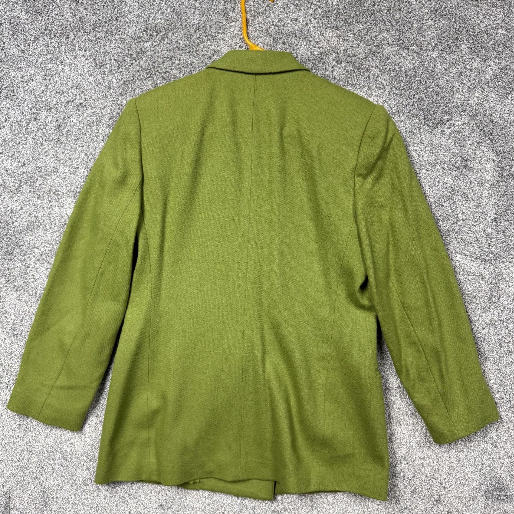 Doublet VINTAGE Requirements Blazer Womens 8 Lime Green Wool Double Breasted Notch Lapel Long Sleeve Tailored Bodice Size M / US 6-8 / IT 42-44 - 7 Thumbnail