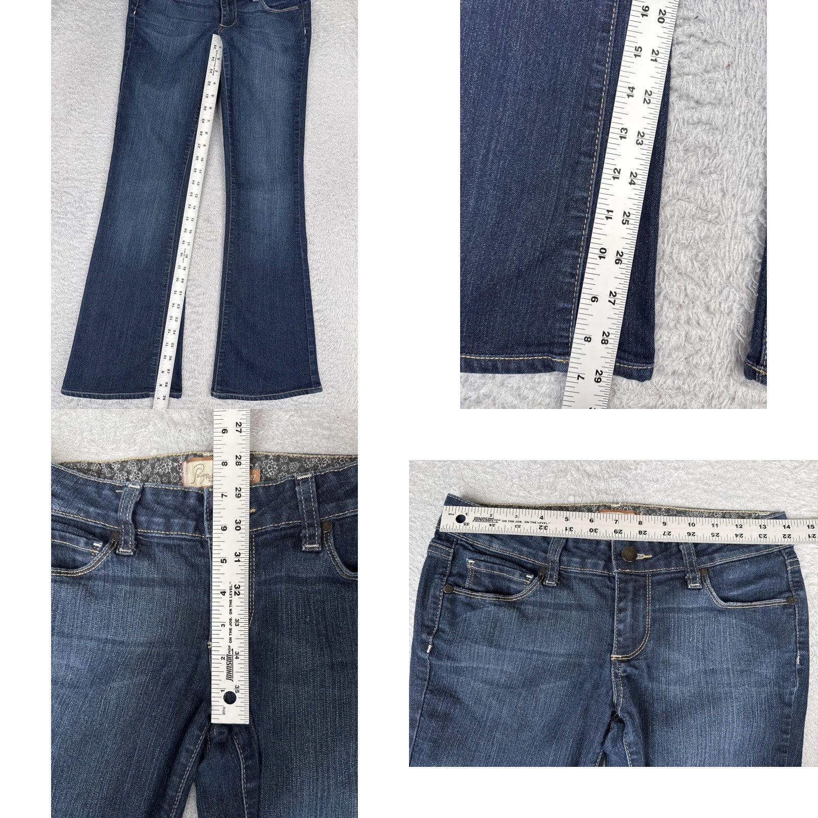 Paige Paige Womens Jeans Bootcut Petite 27 Blue Low Rise Stretch 27x30 Denim Slim USA Mens? Size 27" / US 4 / IT 40 - 8 Thumbnail