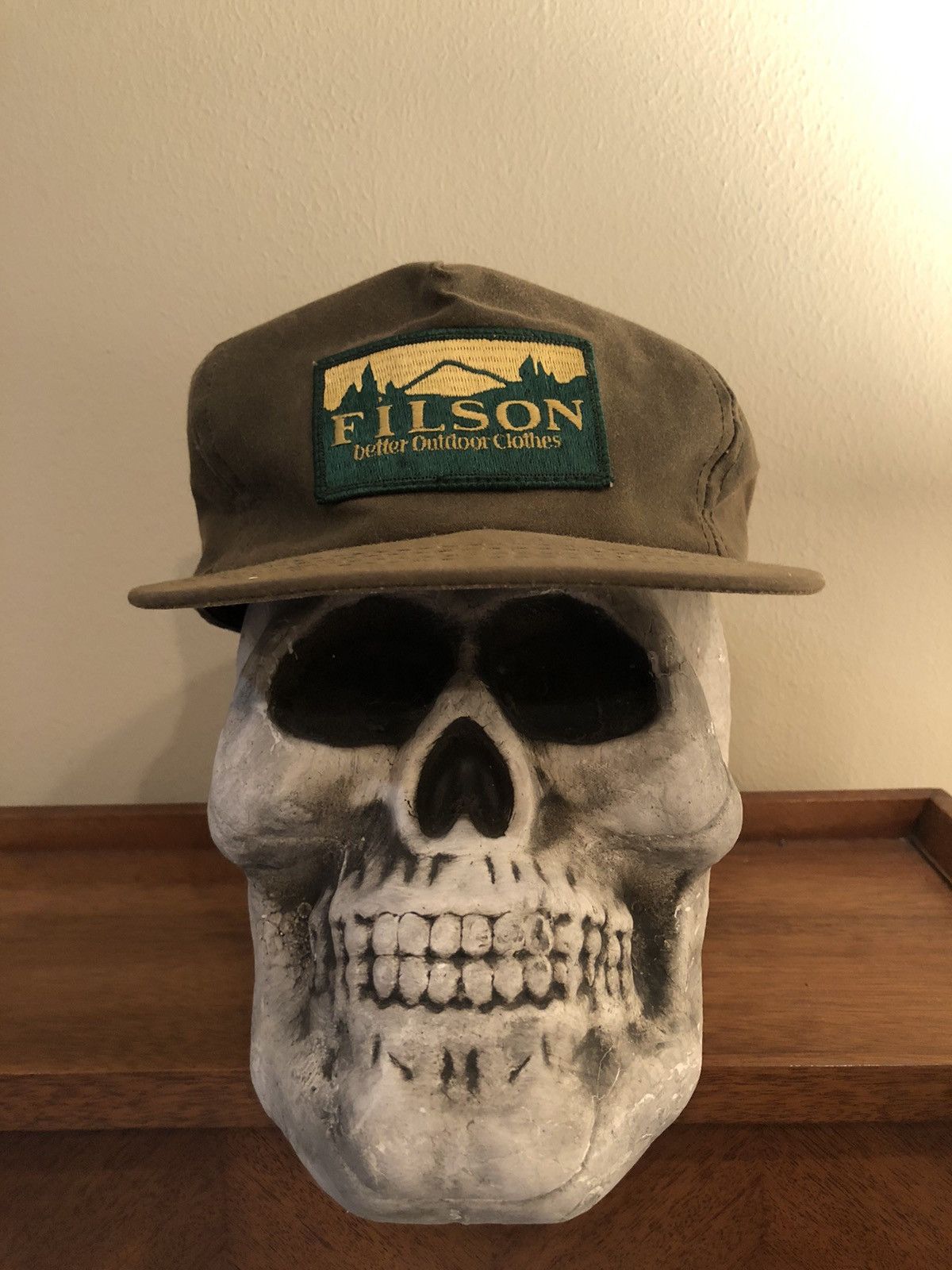 image of VTG Filson Waxed Cotton Hat, Made In Usa in Green, Men's