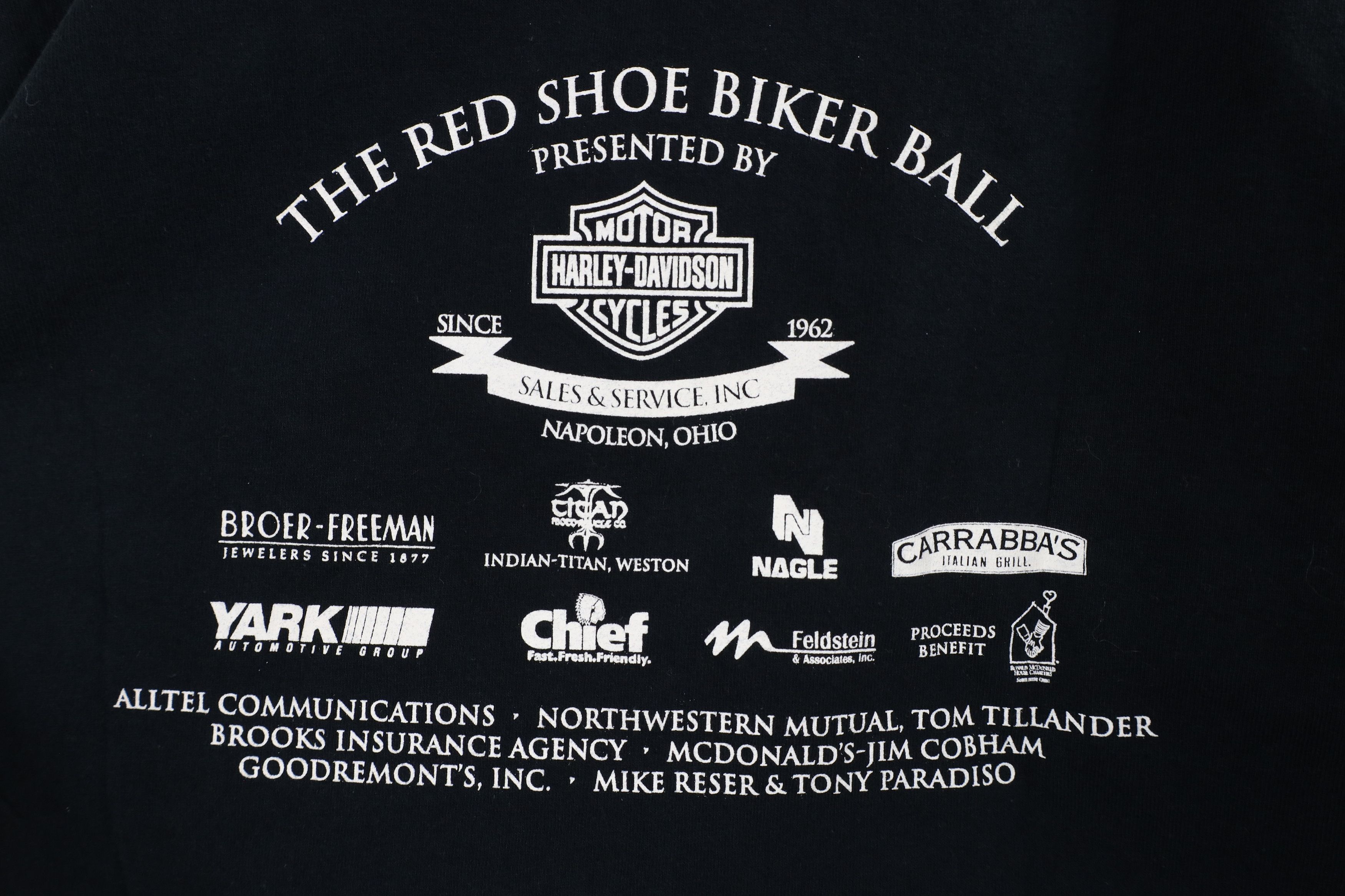 Harley Davidson × Vintage Vintage Harley Davidson Red Shoe Biker Ball T-Shirt Black Size US M / EU 48-50 / 2 - 8 Thumbnail