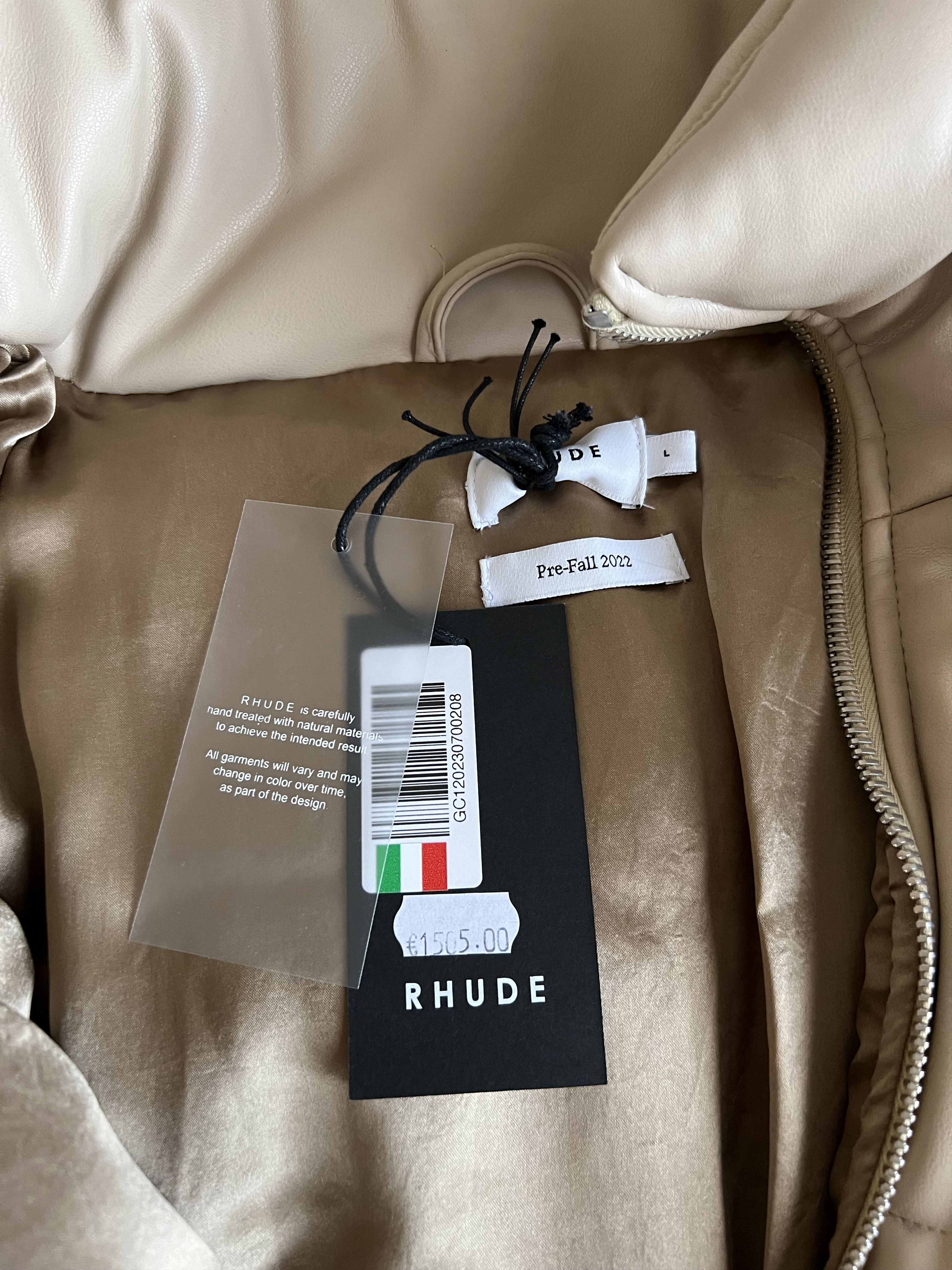 Rhude Rhude Classique Faux Leather Puffer Jacket in Beige Size US L / EU 52-54 / 3 - 9 Thumbnail