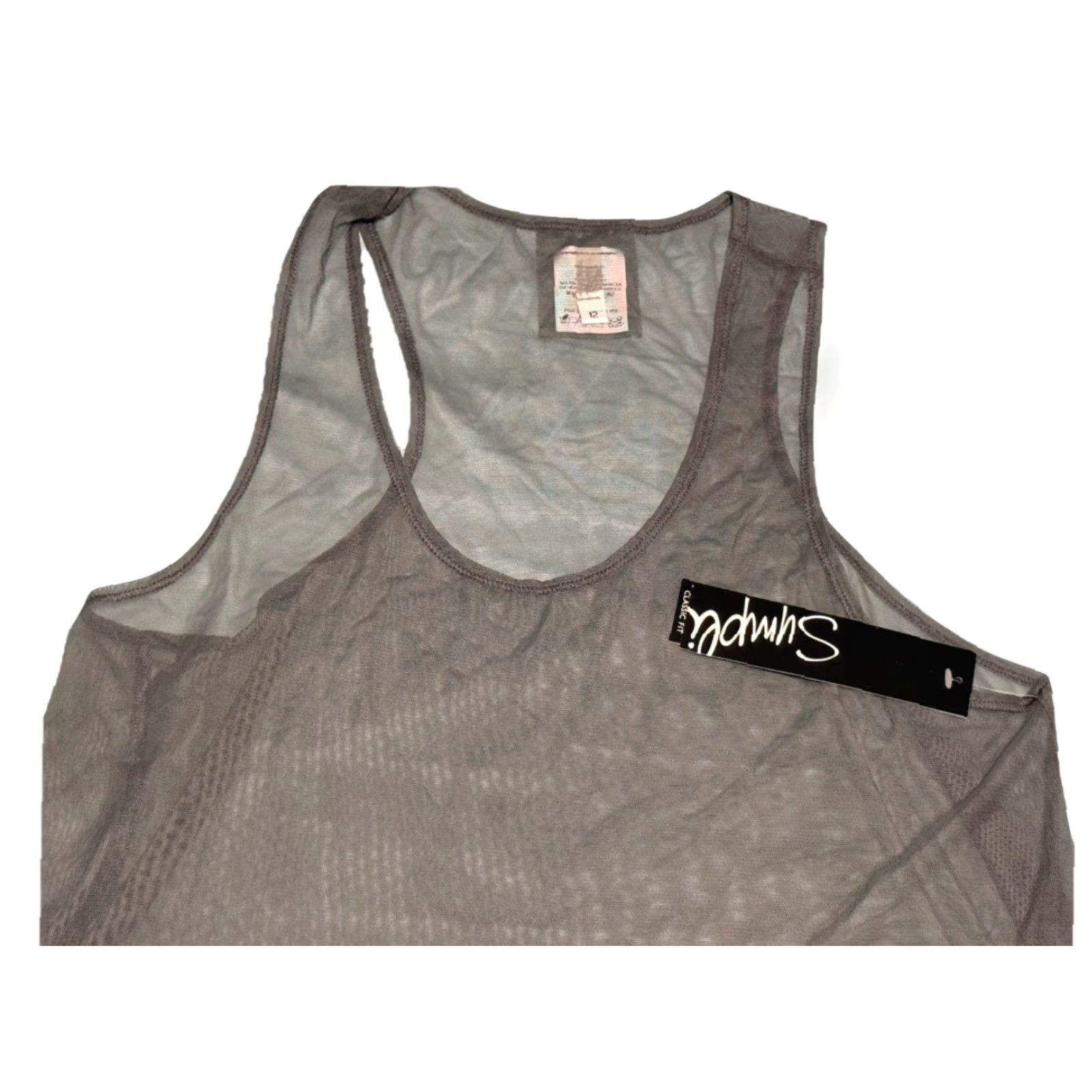 Vintage SYMPLI Mist Tank Lace Bottom Gray 12 Women Sleeveless NWT Tank Top Casual Sheer Nylon Spandex Canada Size 34" / US 12 / IT 48 - 2 Thumbnail