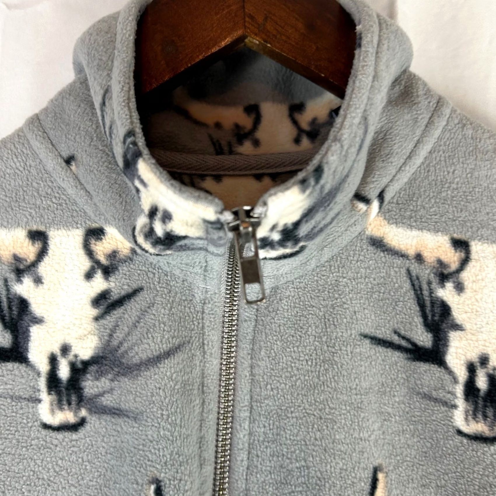 Vintage Powder River Outfitters Gray Bull Skull Fleece 1/4 Zip Pullover Women's M Shirt Size M / US 6-8 / IT 42-44 - 3 Thumbnail