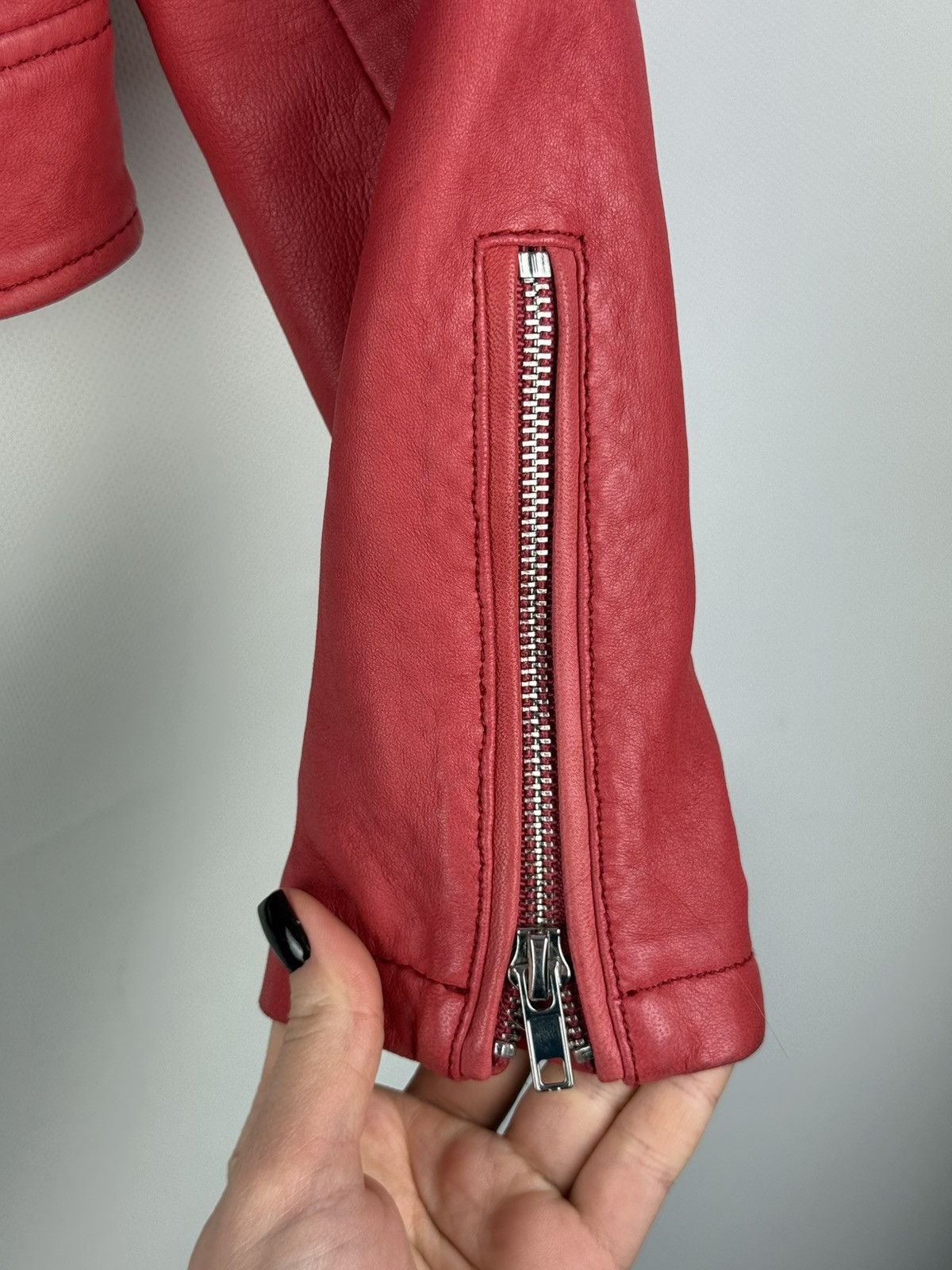 Maje Maje Ladies Full Zip Real Leather Belted Biker Jacket Size S / US 4 / IT 40 - 15 Thumbnail