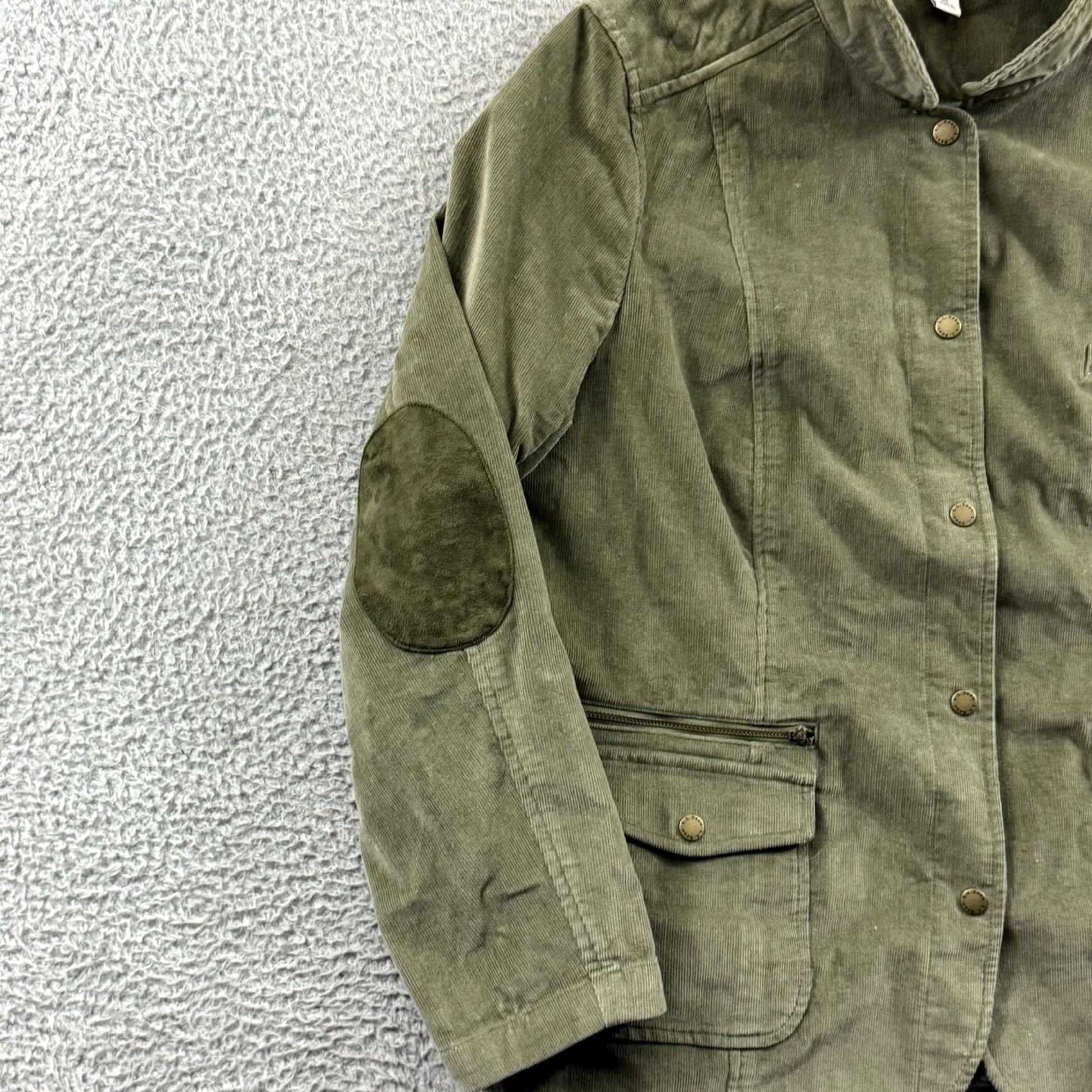 Vintage VINTAGE LL Bean Jacket Womens XL Green Corduroy Military Snap Pockets Elbow Patches Size XL / US 12-14 / IT 48-50 - 4 Thumbnail