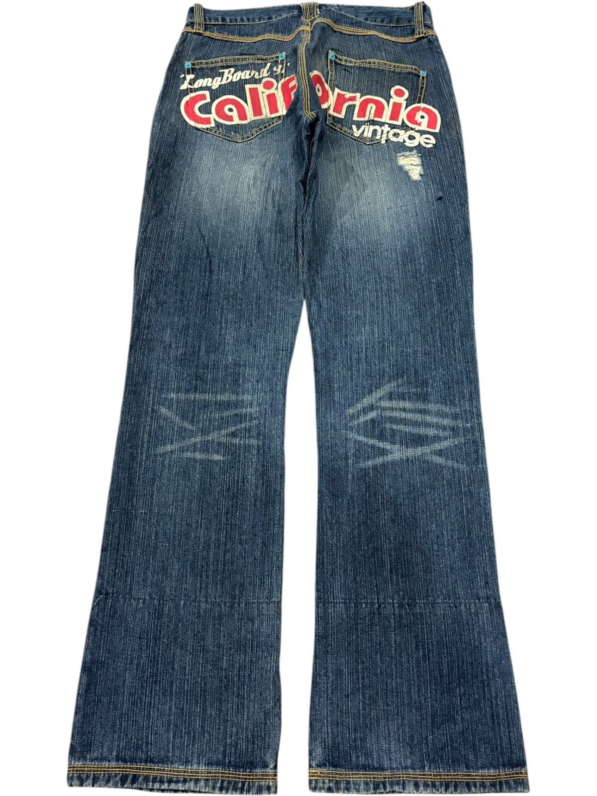 Hysteric Glamour Vintage Japanese Brand Printed Distress Flare Jeans Size 32" / US 10 / IT 46 - 2 Thumbnail